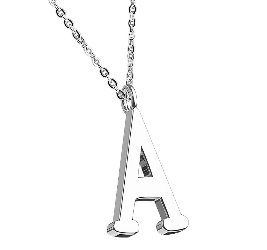 Taffstyle Kette mit Anhänger Damen Halskette Buchstaben Anhänger Kette Silber Schlicht Dezent A-Z (Personalisierte Halskette mit Buchstaben stilvoll und zeitlos - Geschenkidee)