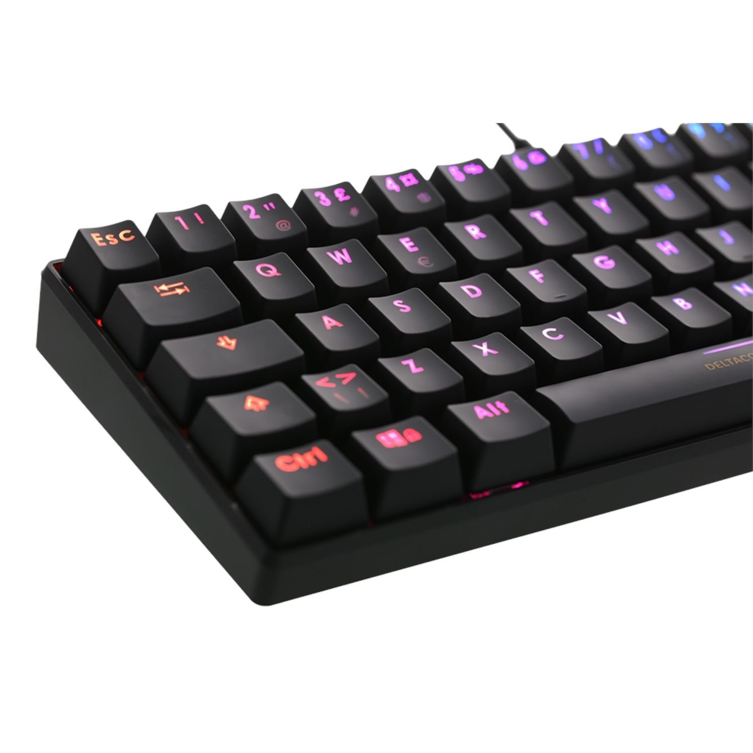 DELTACO Mechanische Mini Gaming Tastatur N-Key-Rollover, schwarz) Gaming-Tastatur GAM-075-D Farbe 100% Anti-Ghosting (RGB-LED-Beleuchtung