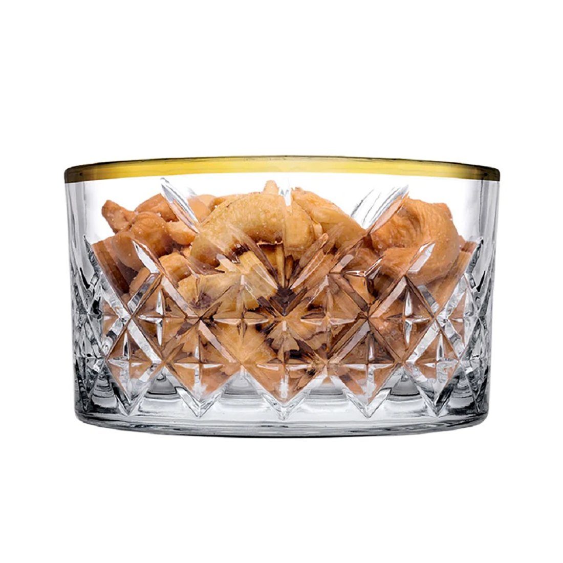 Pasabahce Touch Glasschalen, Set Snackschale Knaberschüsseln 4-tlg), Golden (Packung, Timeless-Gold, Glas, 4-er Cups, Glasschüsseln