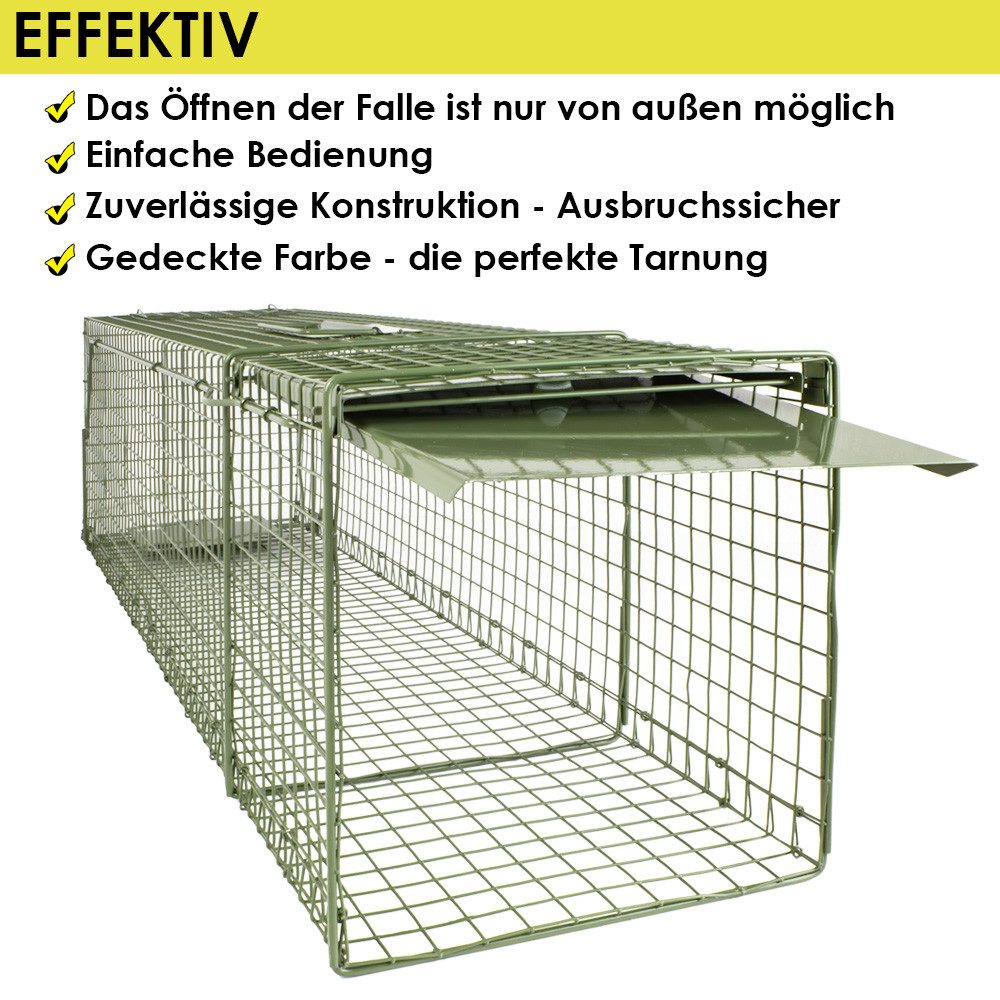 Petigi Lebendfalle Tierfalle Lebendfalle Grün Marderfalle Drahtfalle 120 x 29 x 31 cm