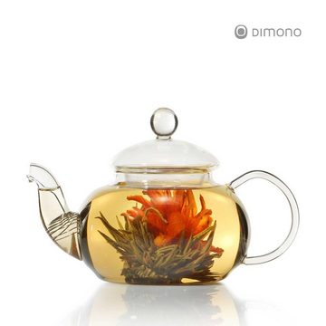 Dimono Teekanne Mundgeblasene Teekanne mit Teefilter & Teesieb, 0.6 l, Glas-Kanne mit Filtereinsatz
