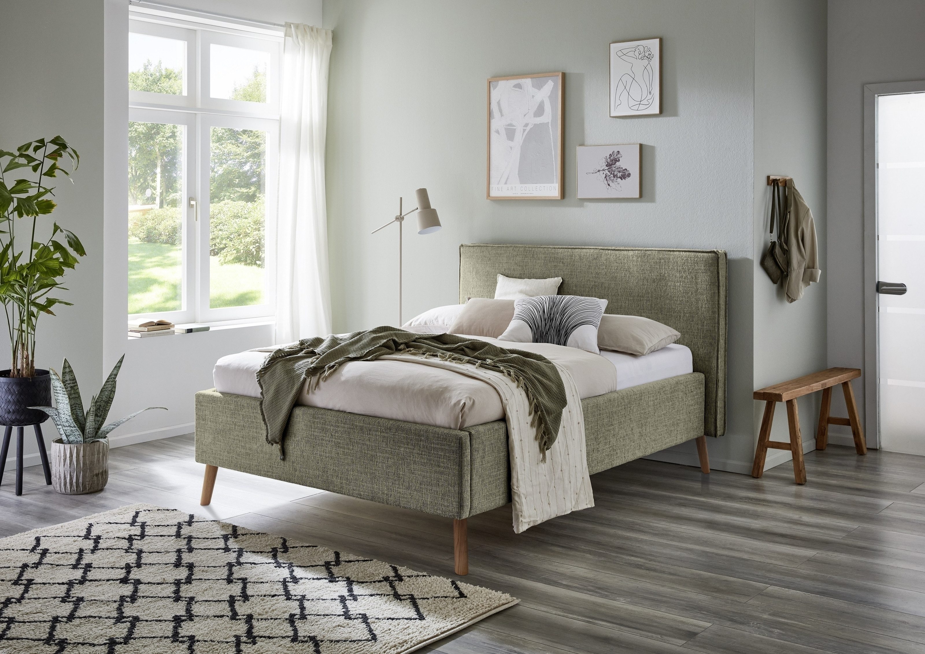 freiraum Polsterbett Riva, Liegefläche 140x200cm, Moss, Stellmaß: 165x112x216cm (BxHxT)