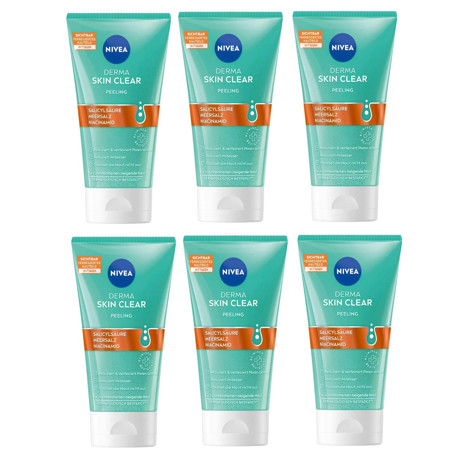 Gesichtspeeling Derma Skin Clear Peeling, 6 x 150ml