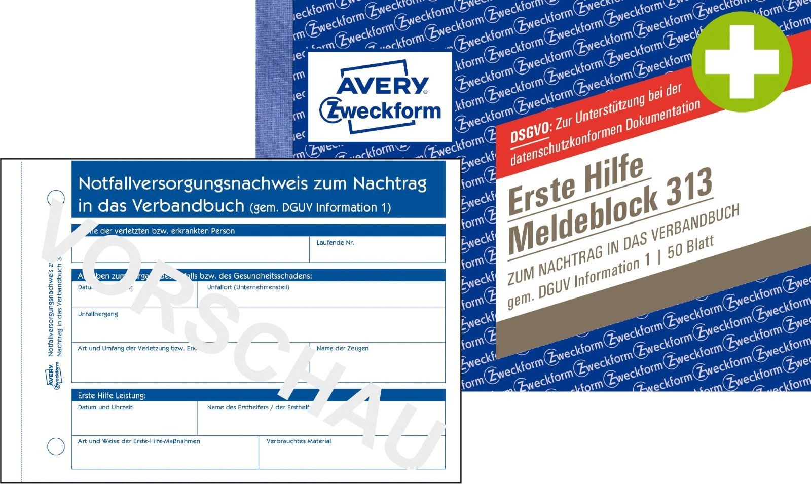 Formularblock Meldeblock Erste Hilfe A6 quer 50 Blatt