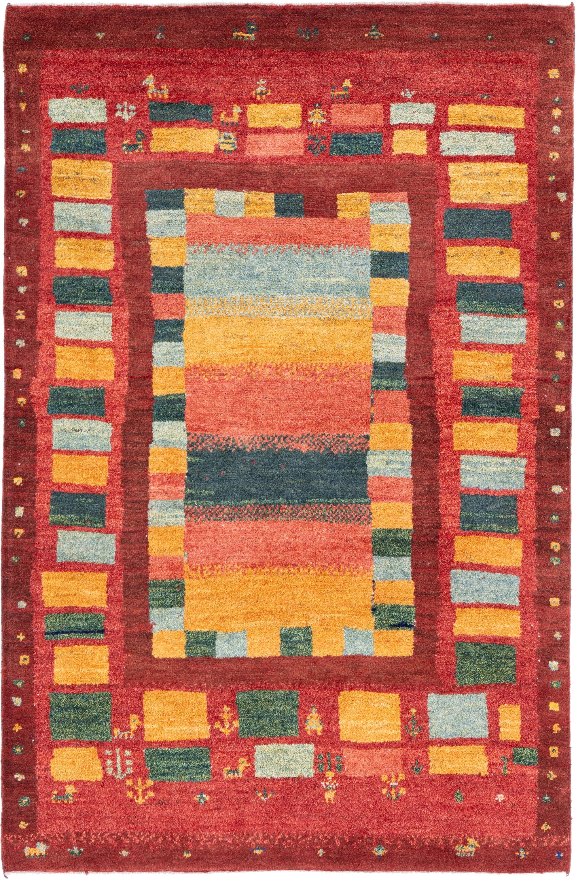 CABBEL Wollteppich Premium Perser Gabbeh Teppich Mehrfarbig 98x150 cm, Rechteckig, Höhe: 20 mm, Handgeknüpftes Unikat aus 100% Wolle – langlebig und natürlich