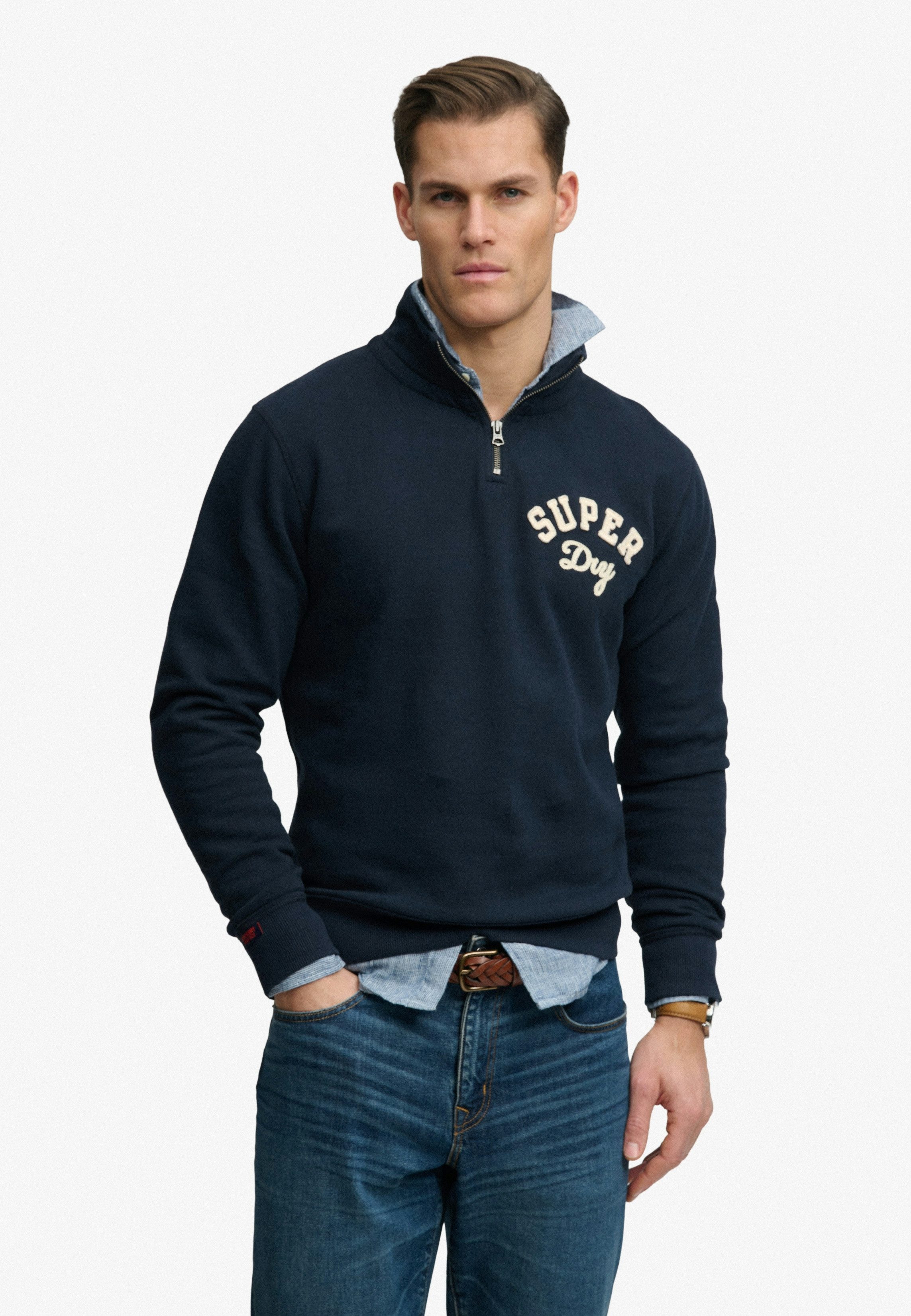 Superdry Herren Vintage Athletic Reißverschluss-pullover Navy - Größe: XL