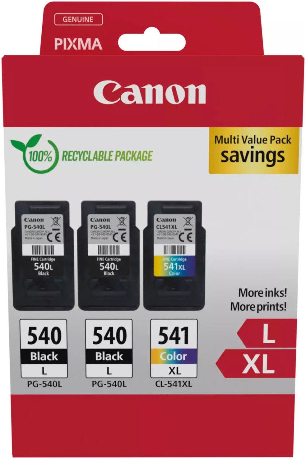 Canon PG-540L x2/CL-541XL Triple Pack Tintenpatrone (Packung, 3-tlg) – Bild 2 von 5