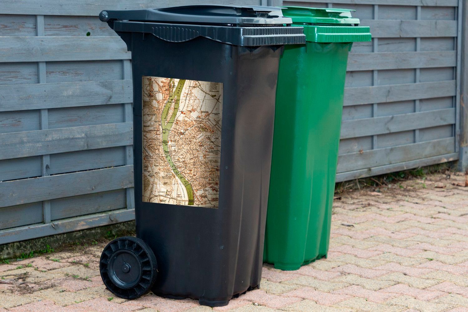 (1 Sticker, Eine Mülleimer-aufkleber, Wandsticker Stadtplans Mülltonne, von MuchoWow Abfalbehälter Illustration Budapest Container, eines St),