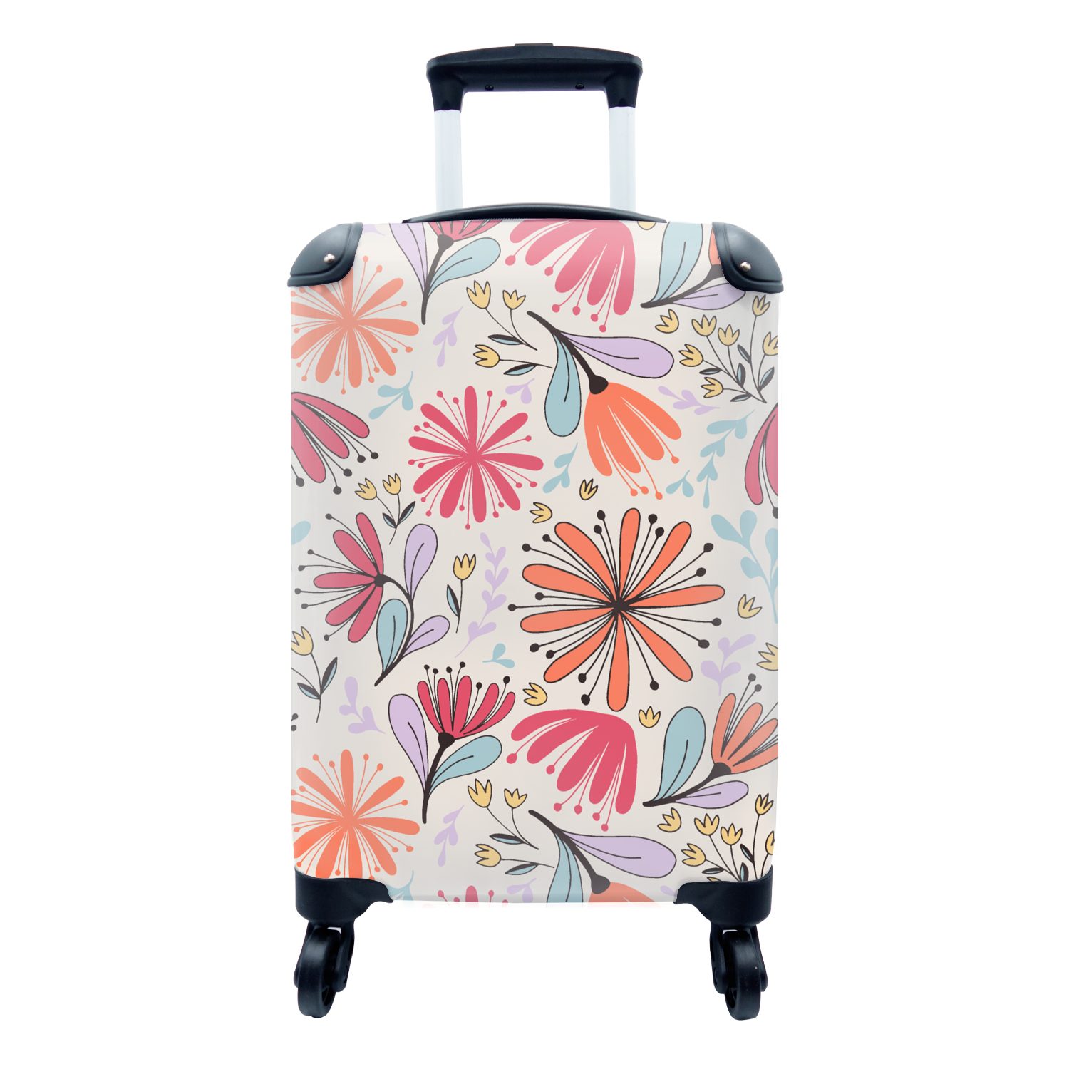 MuchoWow Handgepäckkoffer Blumen - Regenbogen - Design, 4 Rollen, Reisetasche mit rollen, Handgepäck für Ferien, Trolley, Reisekoffer