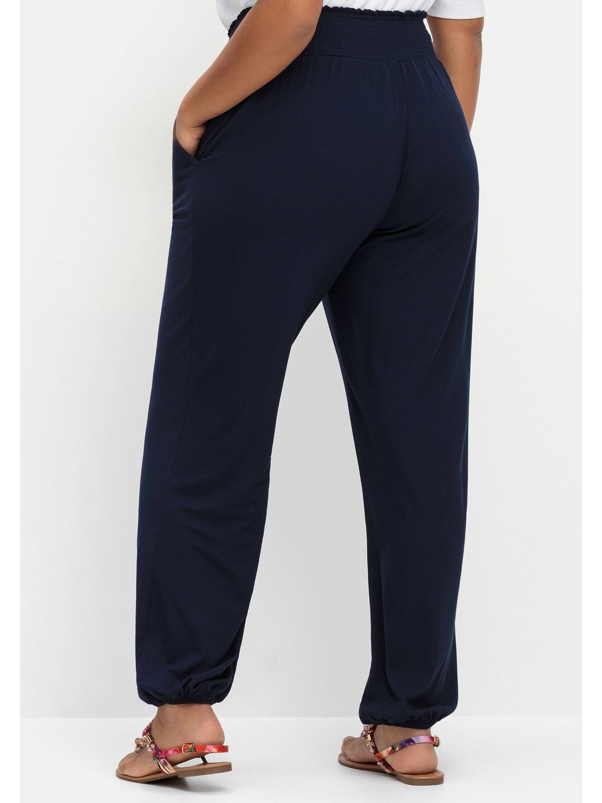 Sheego Schlupfhose Große Größen mit Smokbund und Gummibündchen