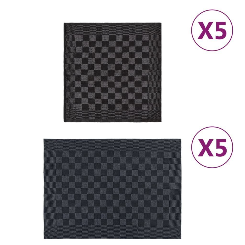 10-tlg. Schwarz Handtuch vidaXL und Handtuch-Set Grau (10-St) Baumwolle,
