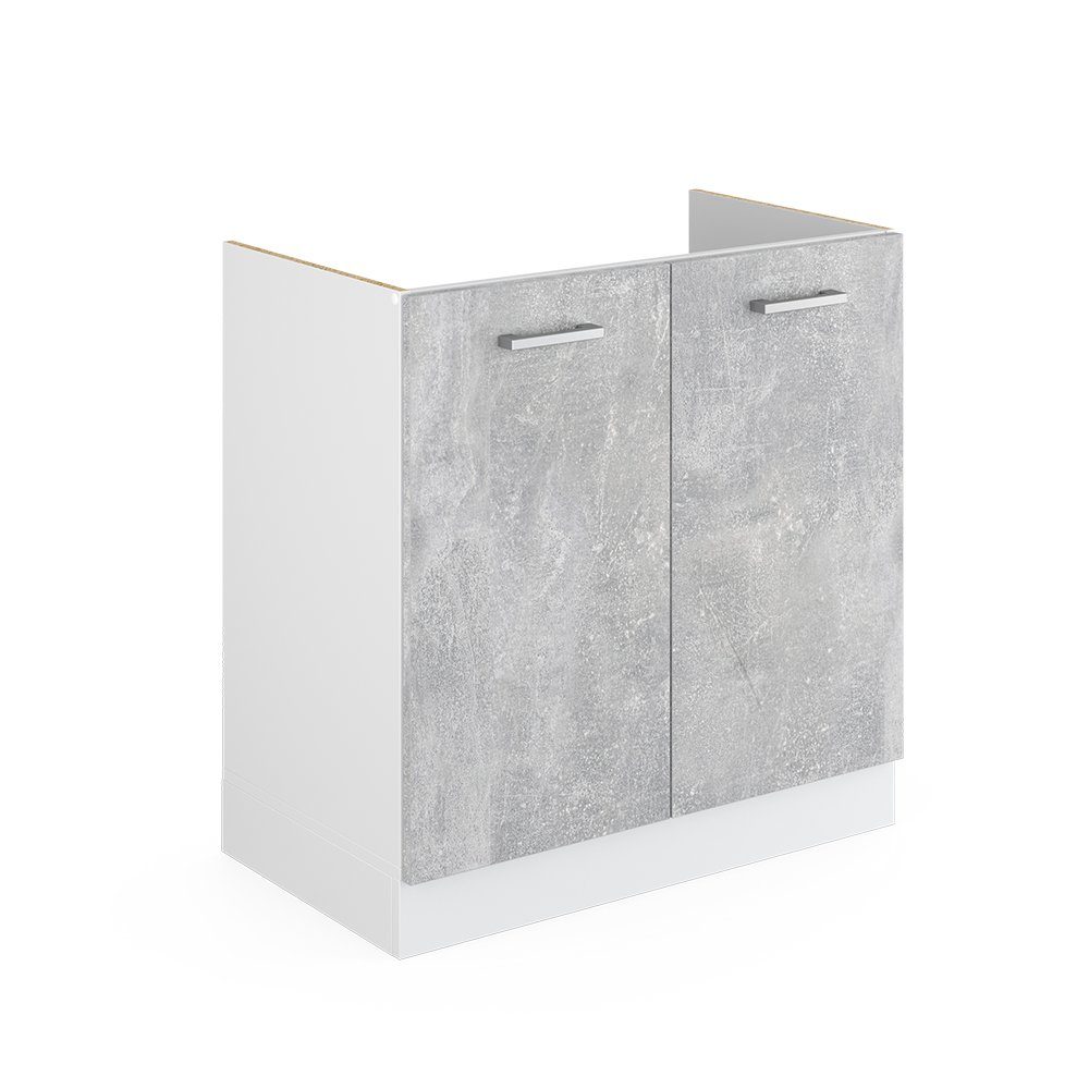 Vicco Spülenunterschrank Küchenunterschrank R-Line 80 cm Weiß Beton | Spülenschränke