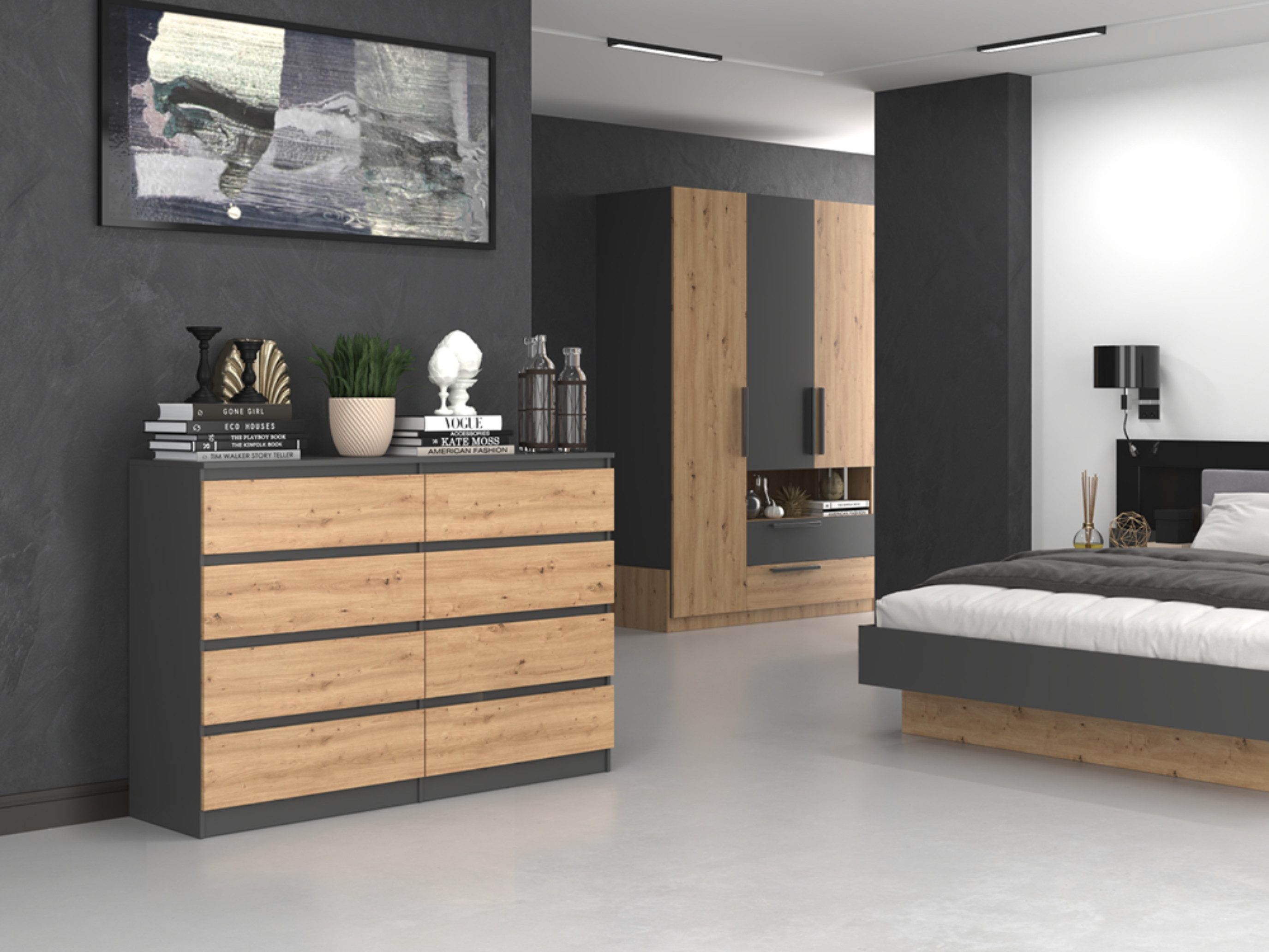 Home Collective Kommode Highboard Sideboard für Flur Schlafzimmer Wohnzimmer (Perfekt für Wohnzimmer, Schlafzimmer oder Esszimmer), mit 8 Schubladen, Breite 140 – Bild 4 von 5