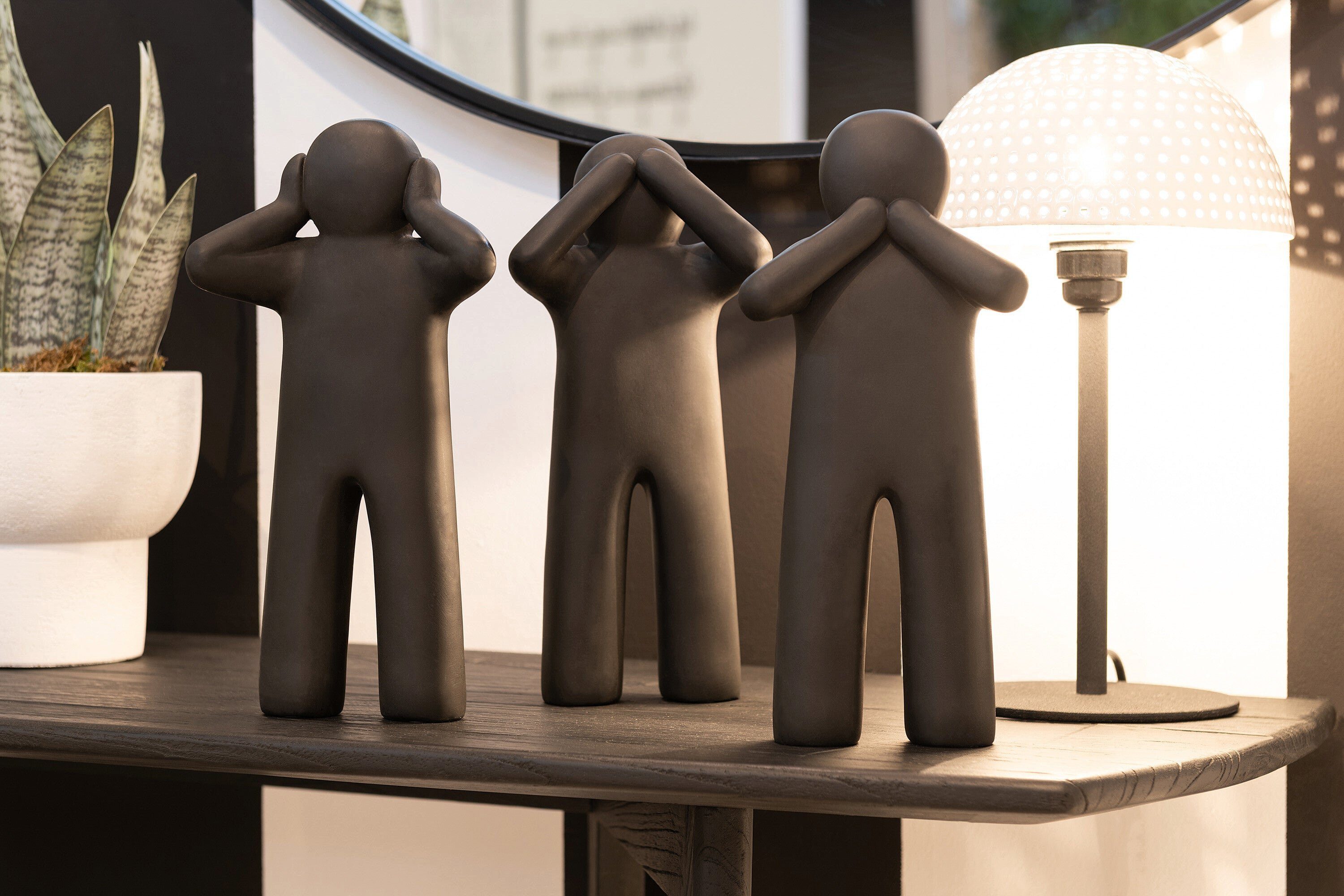 Dekoobjekt 3er Set P'tit Maurice Skulptur - Sehen, Hören, Schweigen - Schwarz