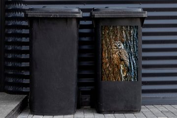 MuchoWow Wandsticker Camouflage - Eule - Baum (1 St), Mülleimer-aufkleber, Mülltonne, Sticker, Container, Abfalbehälter