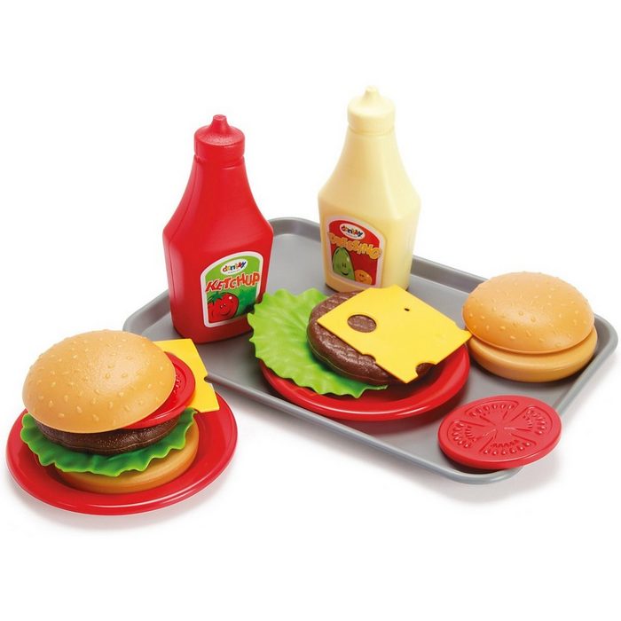 dantoy Spiellebensmittel Burger-Set auf Tablett 17-tlg.