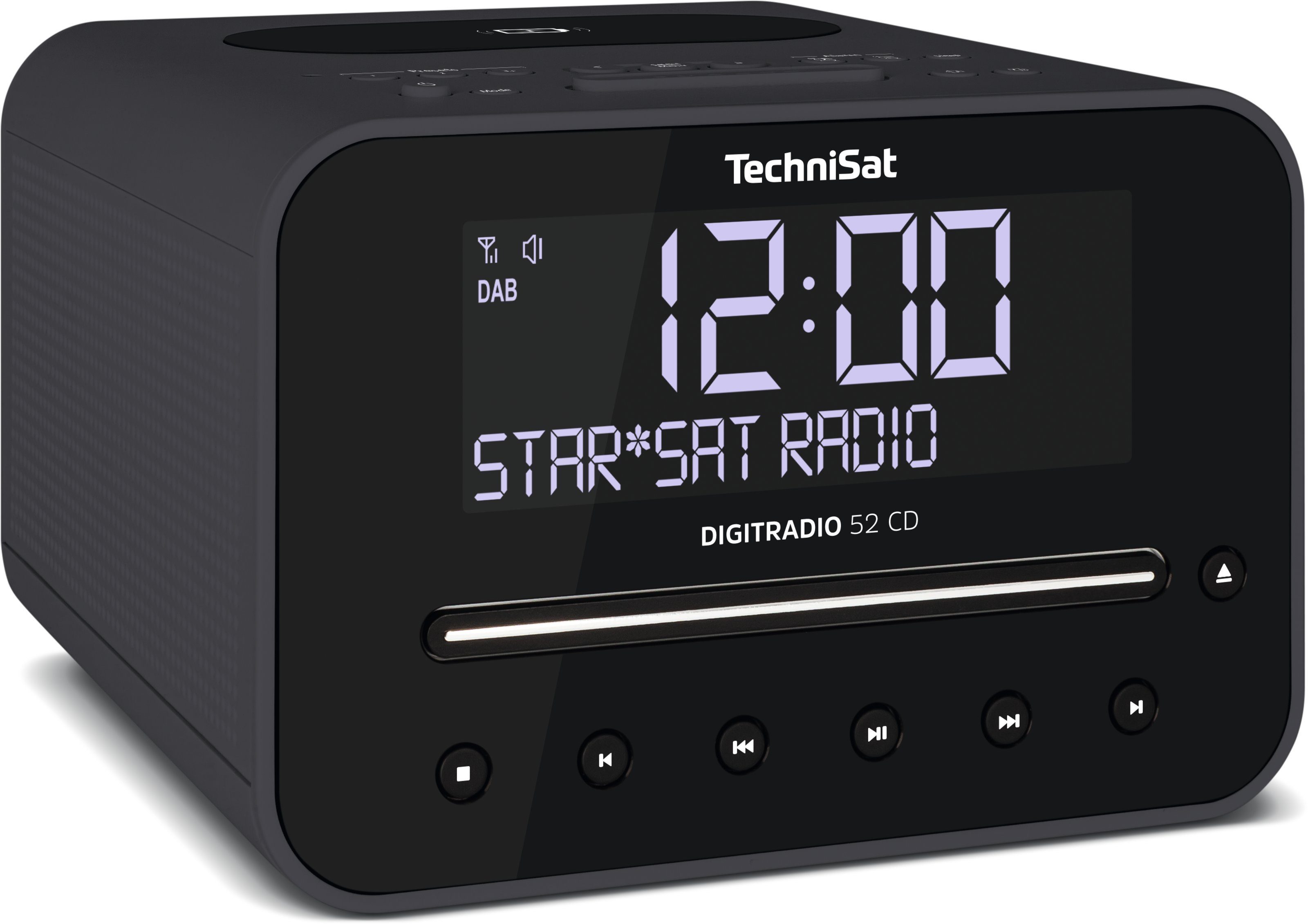 schwarz CD DIGITRADIO CD-Player, Bluetooth, Radiowecker TechniSat 52 Wireless DAB+/UKW, Charging