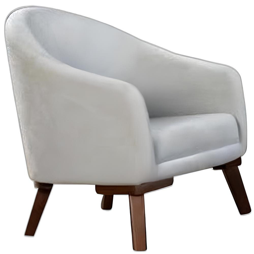 Loungesessel Grau Textil Sessel mit Holzbeinen im modernen Stil