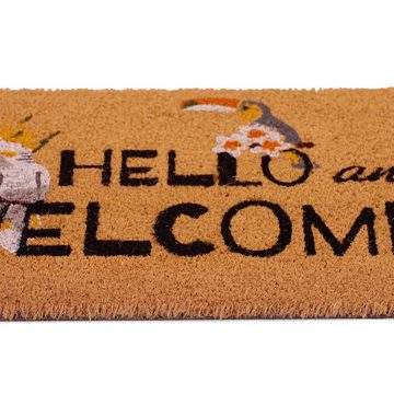 Fußmatte Kokos Fußmatte "Hello and welcome", relaxdays, Höhe: 20 mm