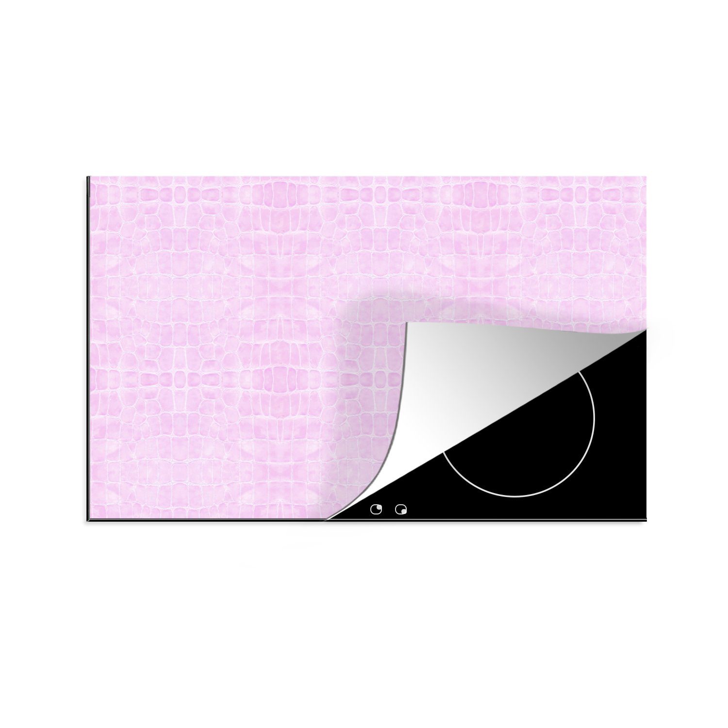 MuchoWow Herdblende-/Abdeckplatte Induktionsschutz - Leder - Rosa - Tiere, Vinyl, (1 tlg), 81x52 cm, Induktionskochfeld Schutz für die küche, Ceranfeldabdeckung