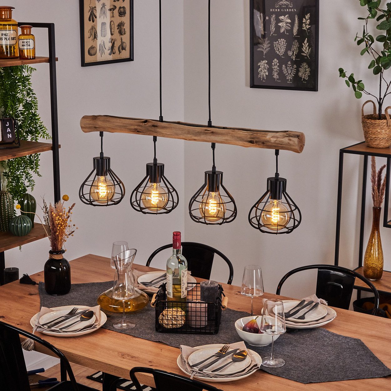 hofstein Pendelleuchte »Vidor« Hängelampe aus Metall/Holz günstig online kaufen