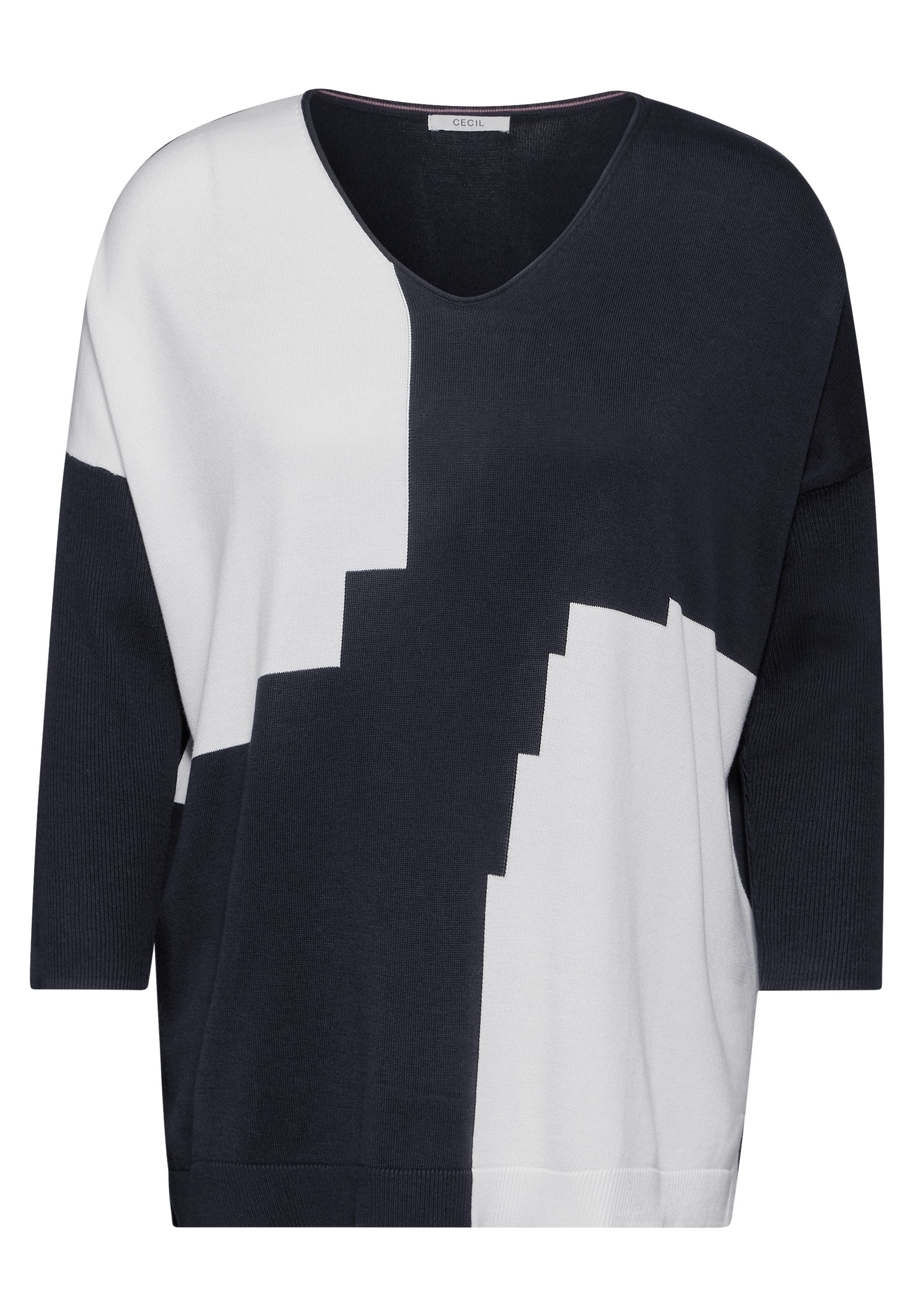 CECIL Longpullover mit abgerundetem V-Ausschnitt
