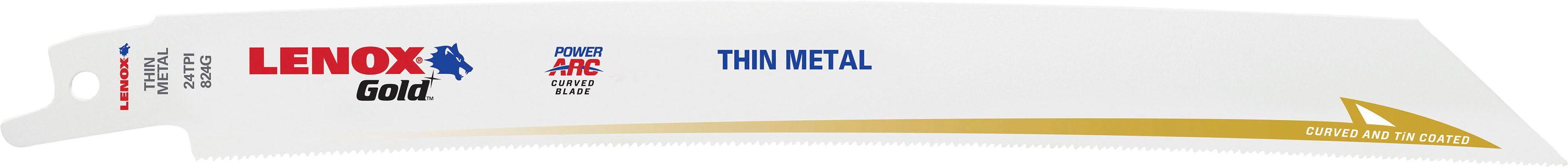 Lenox Säbelsägeblatt 21073824GR, für Metall 203x19x0,9mm, 5 Stück, TiN- Säbelsägeblatt für Metall 203x19x0,9mm | Säbelsägeblätter
