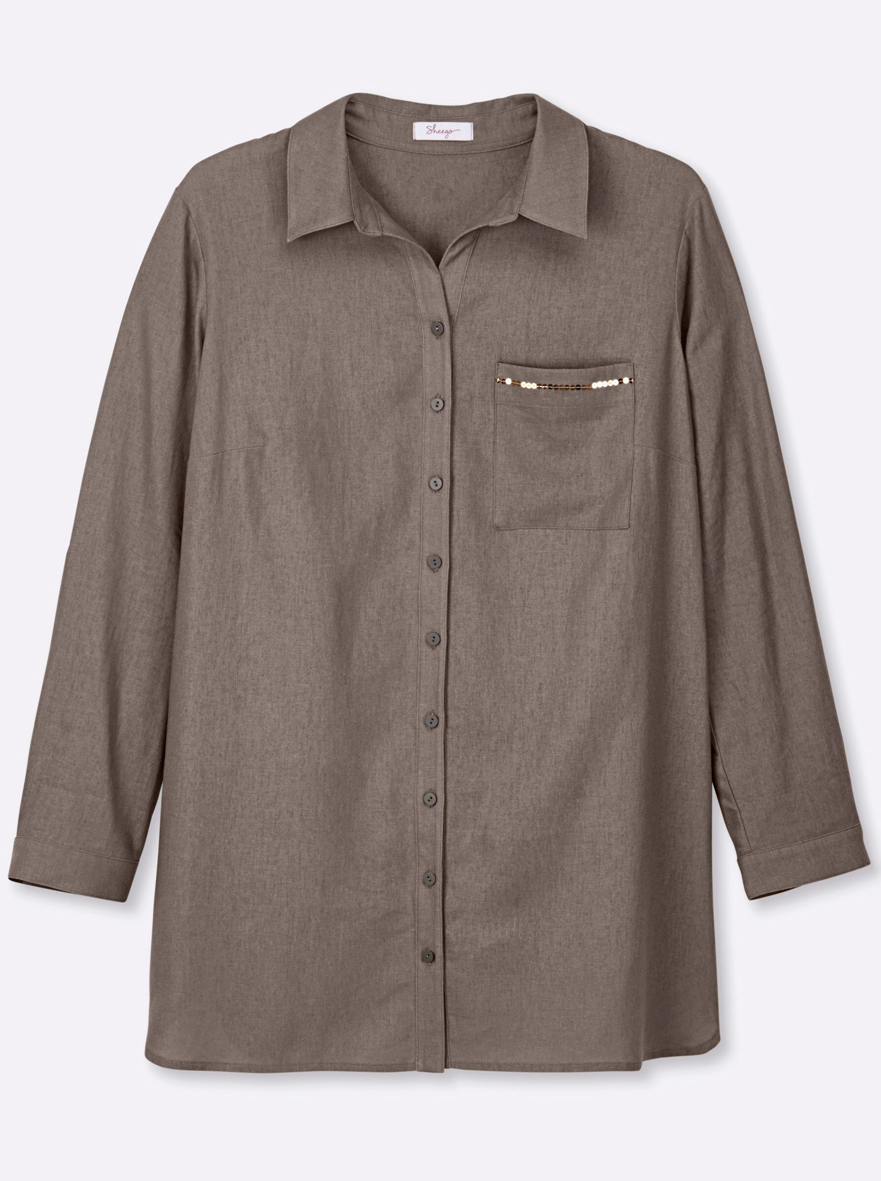 Klassische Bluse Leinenbluse Langarm