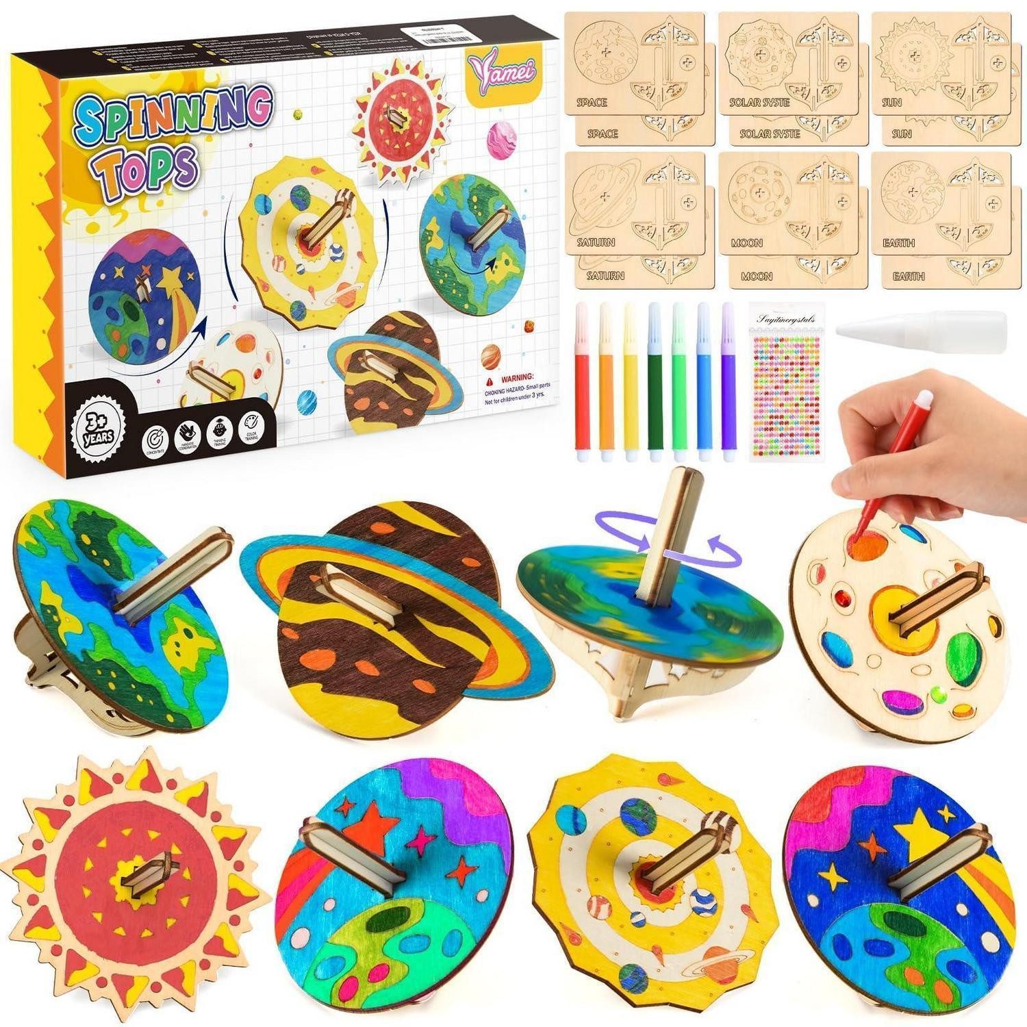LuxusKollektion Kreativset Holzkreisel Bausatz 12STK Planeten