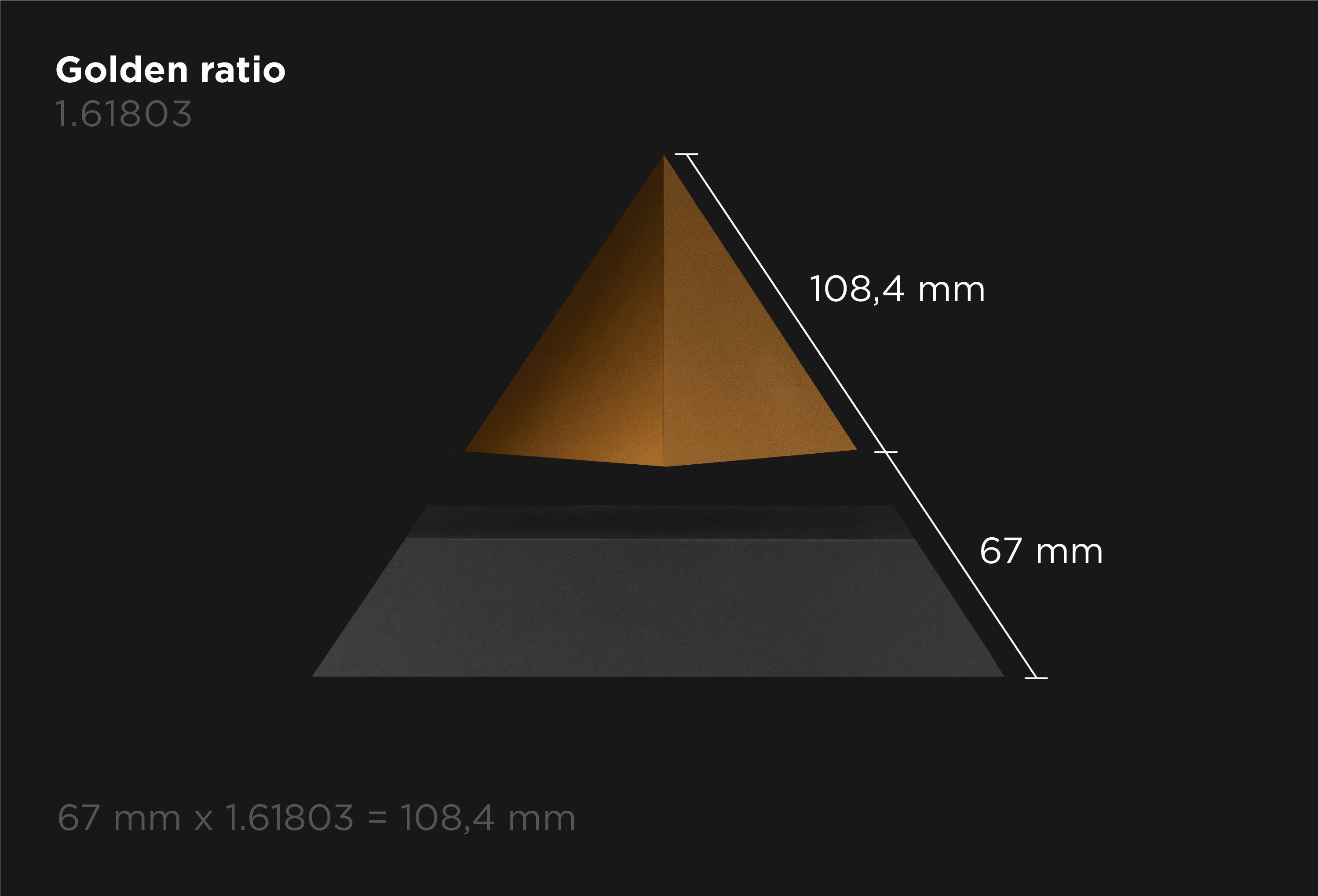 Pyramide Py, schwebende Py, FLYTE Schwarz Dekoobjekt Basis Weiß,Pyramide