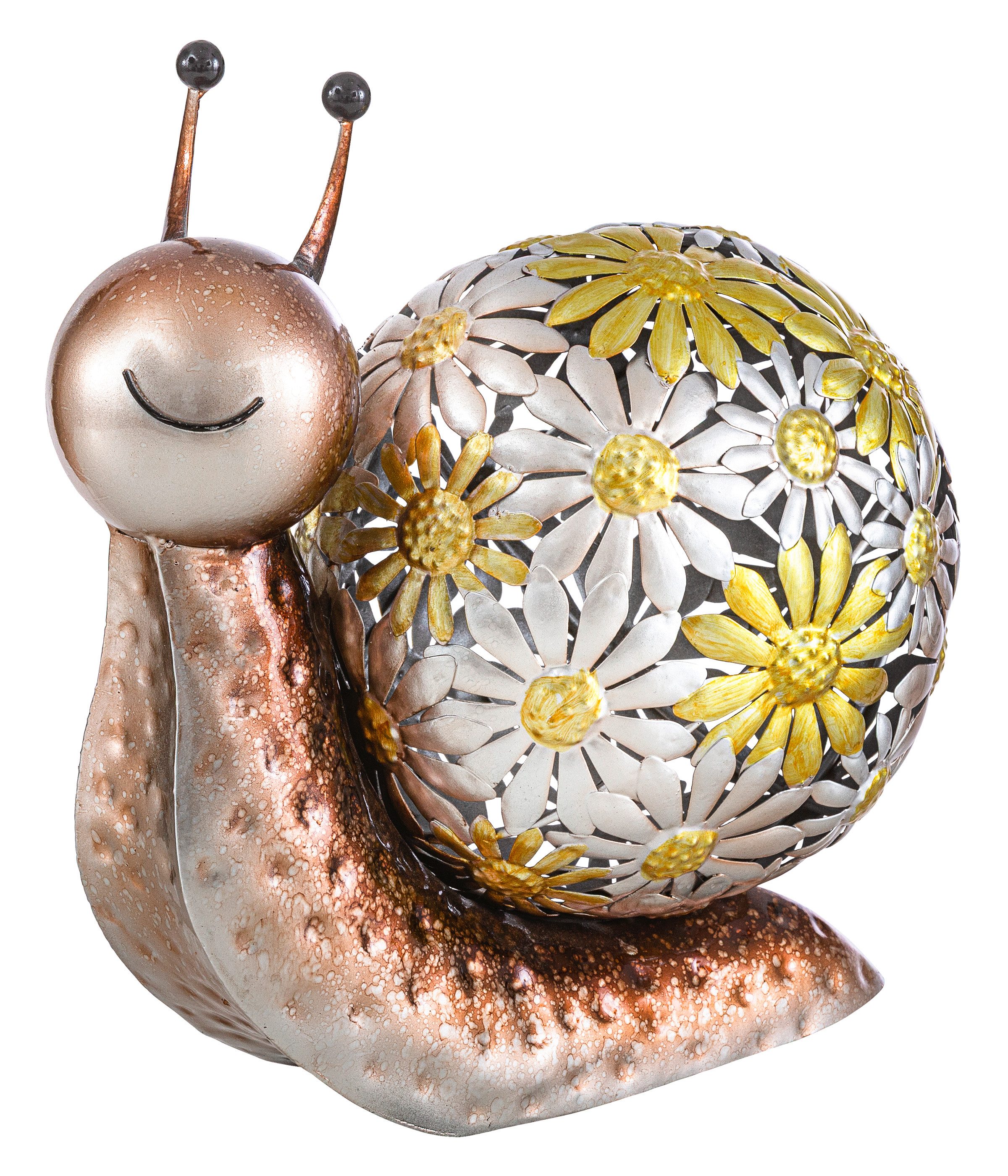 Dehner Gartenfigur Dekofigur Schnecke, 23 x 25 x 13 cm, Eisen, gelb, charmante Garten-Dekoration, robust und frostbeständig