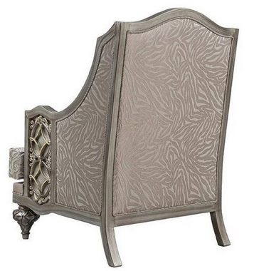 Casa Padrino Sessel Luxus Barock Sessel Rosa / Silber - Handgefertigter Barockstil Sessel mit elegantem Muster und dekorativem Kissen - Prunkvolle Barock Wohnzimmer Möbel