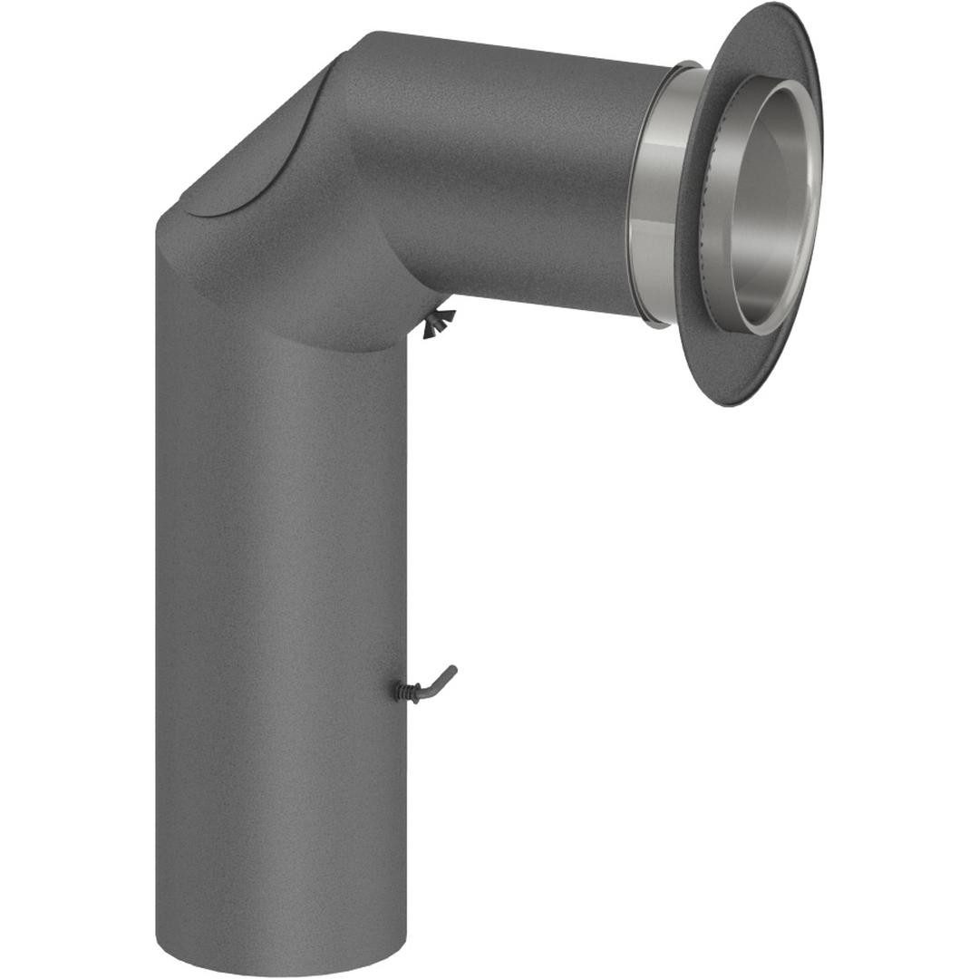 Feuercampus Ofenrohr Ø 120 mm Ofenrohrset kantig - mit Tür und Drosselklappe - gussgrau, 120 mm