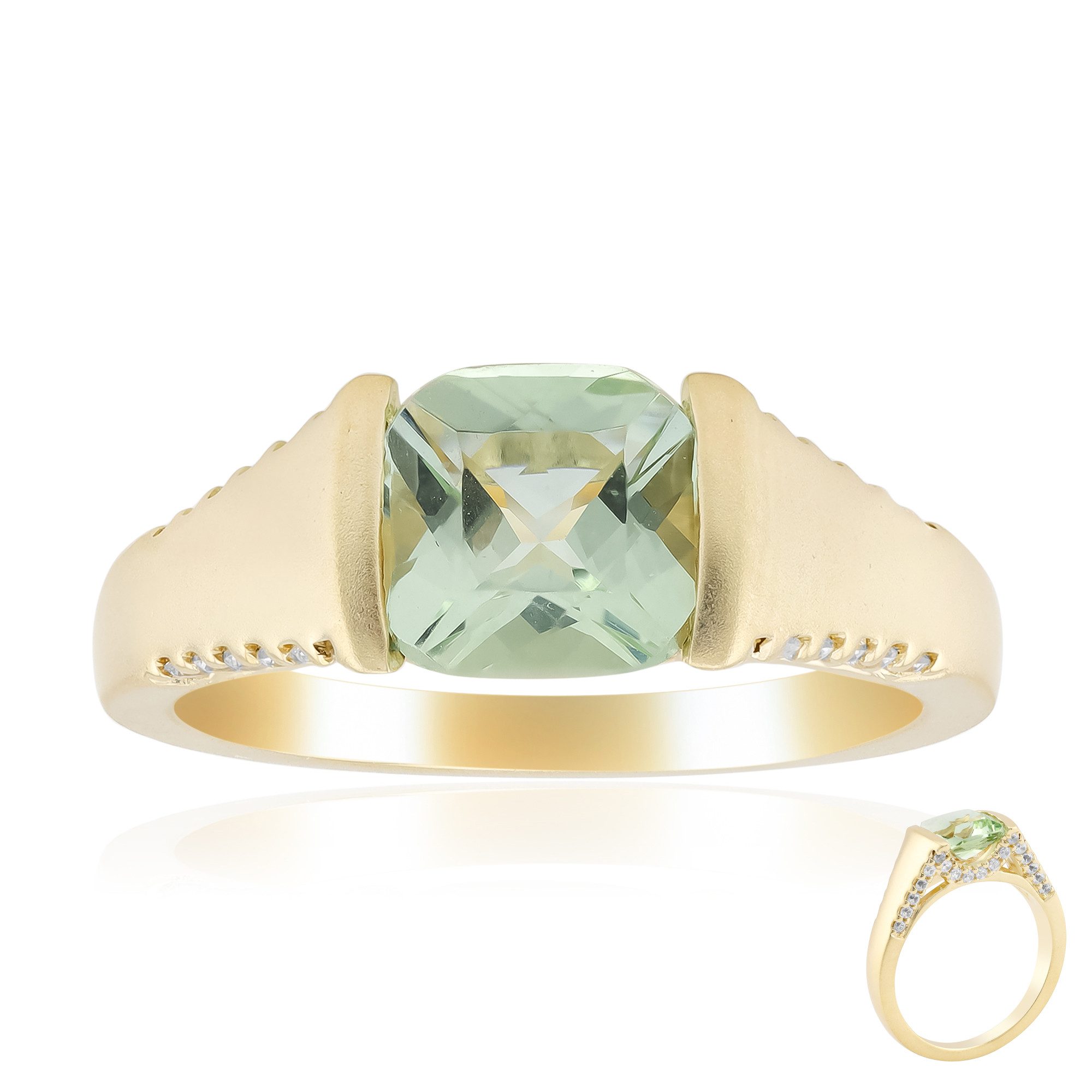 Cavill Goldring Ring aus 9-karätigem Gold mit grünem Beryll, Brasilien, 1,088 ct (1-tlg)