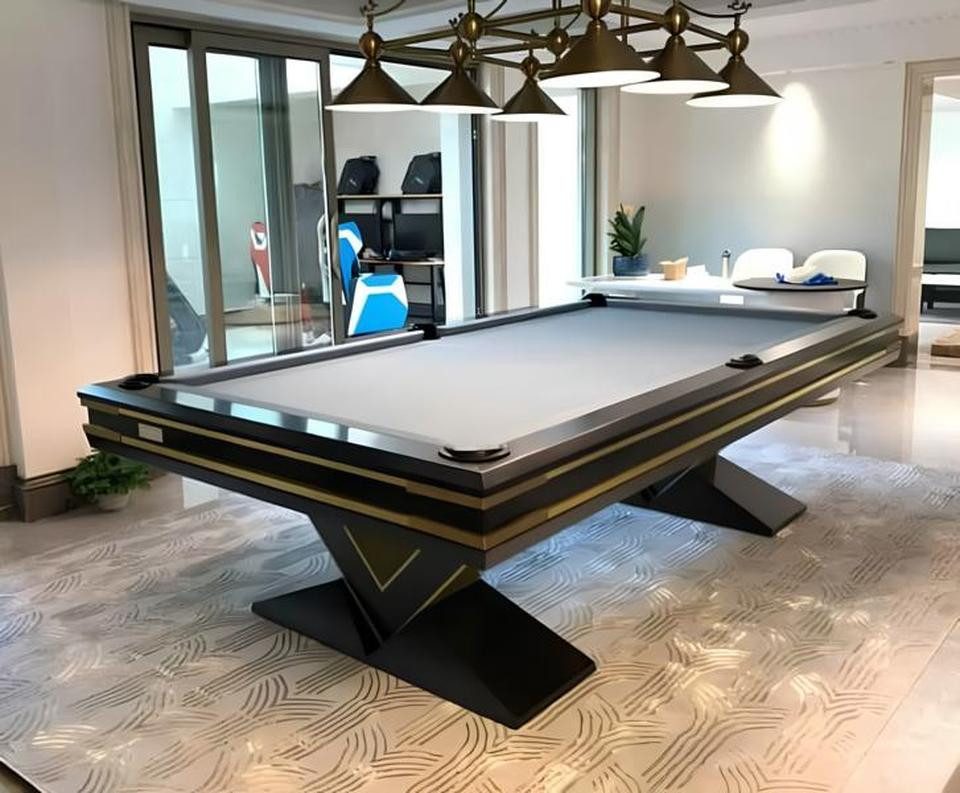 JVmoebel Billardtisch Billardtisch in Schwarz mit hochwertiger Spieloberfläche, Made in Europe