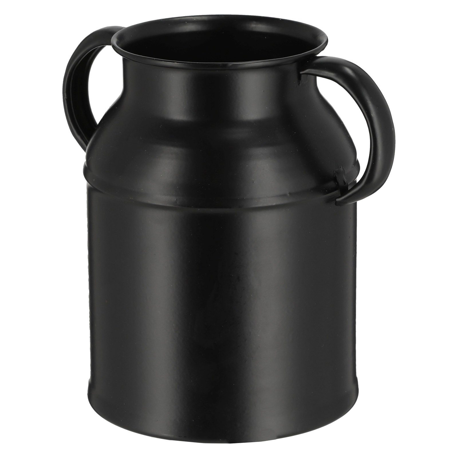 HAC24 Dekovase Deko Vase Blumenvase Tischvase Kanne (1 St), Milchkannen Form Schwarz Metall 15 x 11 cm