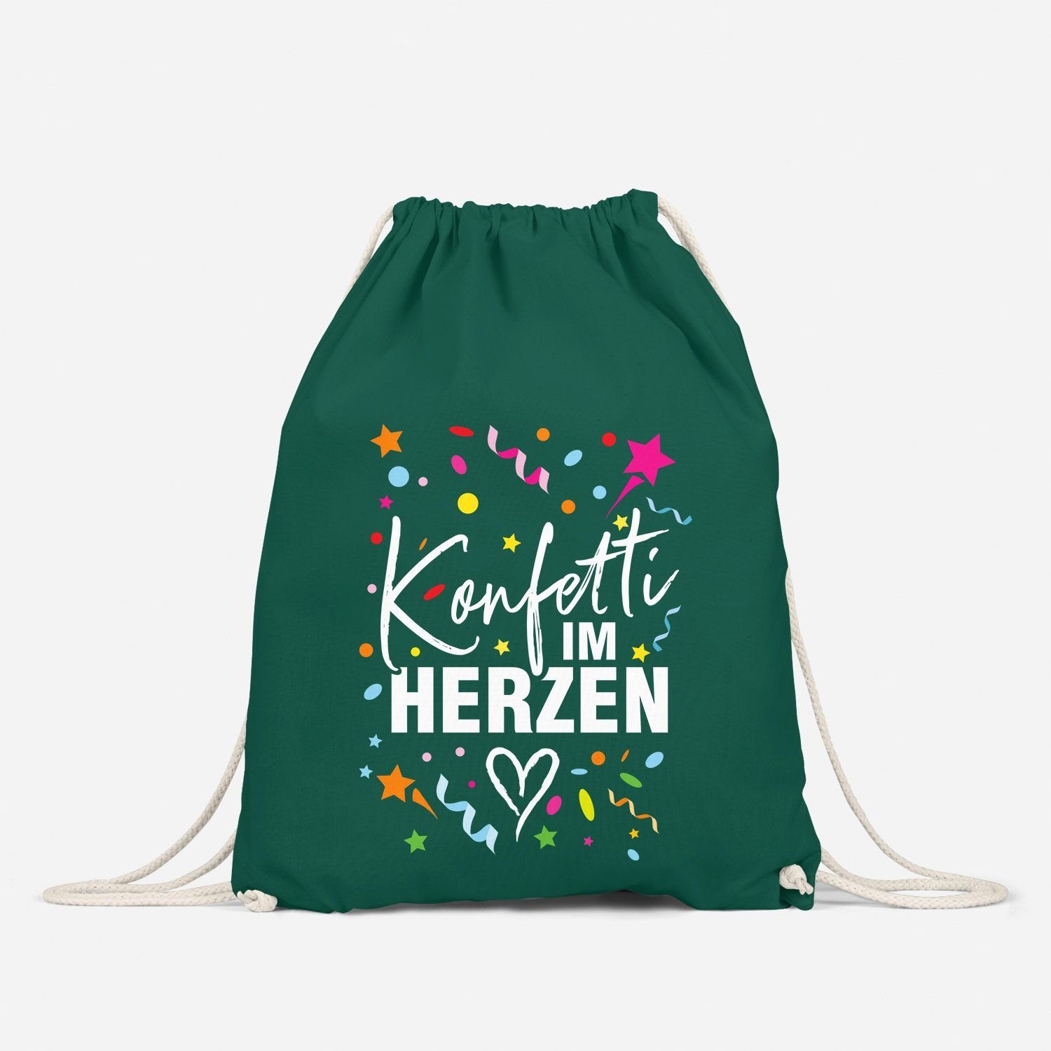 MoonWorks Turnbeutel Turnbeutel Fasching Karneval Konfetti im Herzen Spruch lustig