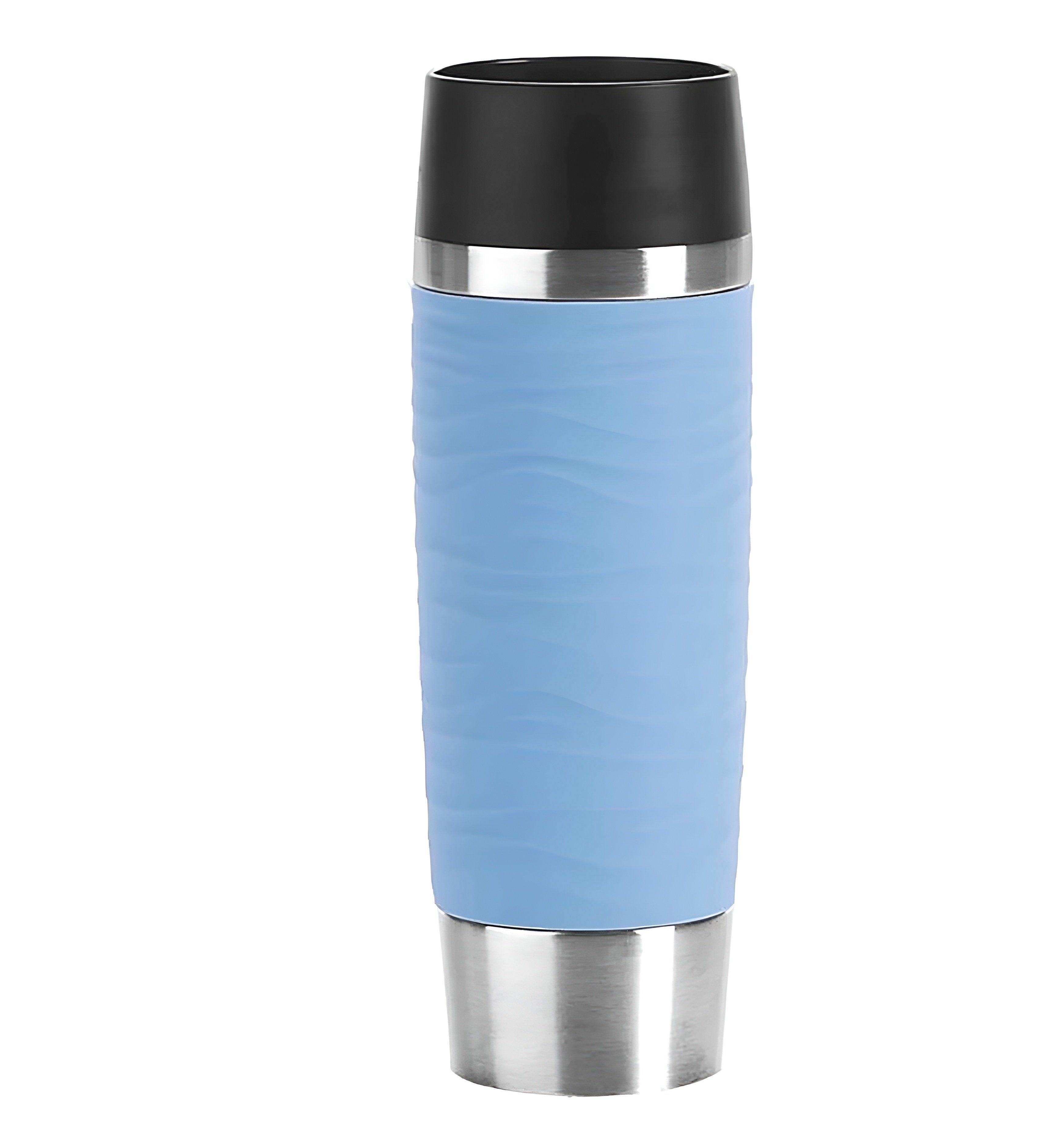 Emsa Thermobecher Travel Mug Grande, 360°-Trinköffnung hält Getränke bis 4 / 8 Stunden, Edelstahl, Kunststoff, Silikon, Praktisches Geschenk, Nachhaltig, Hält 4-8h Hochwertige Materialien Blau
