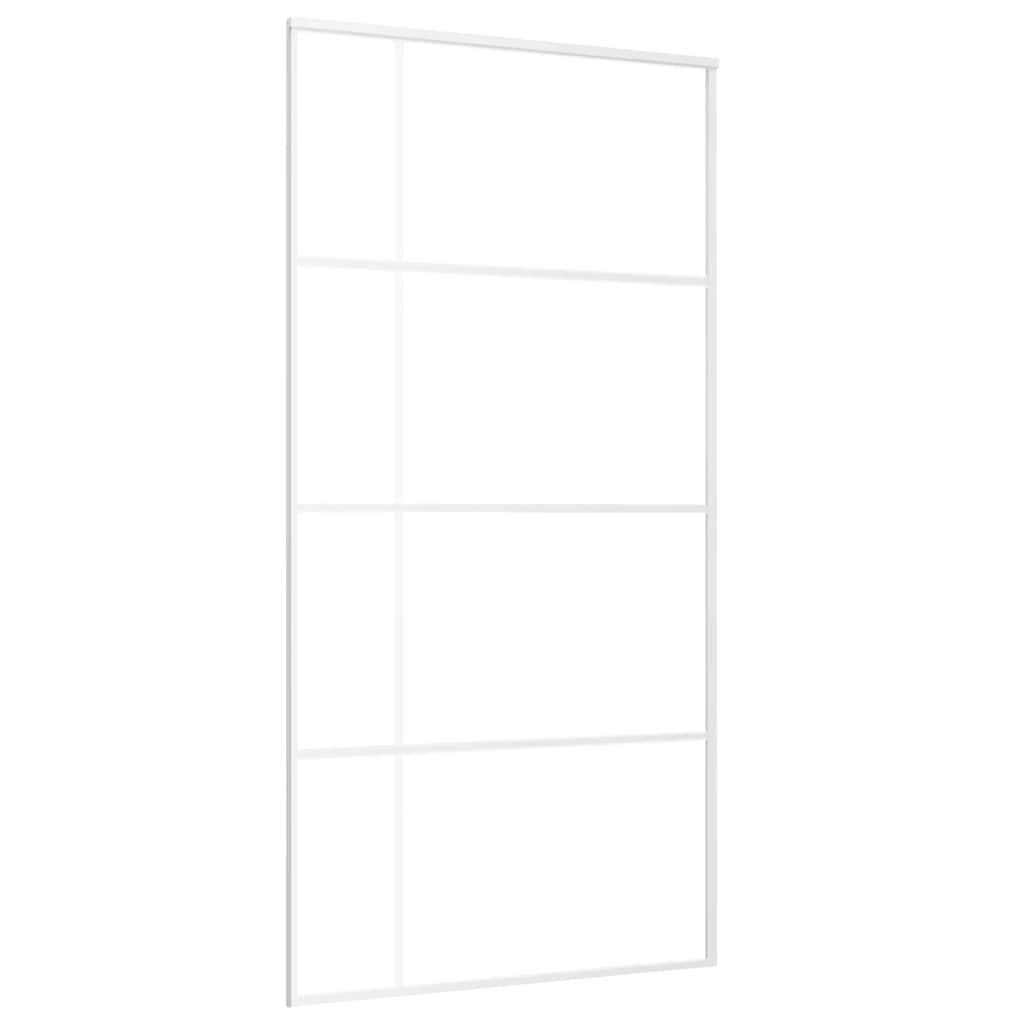 vidaXL Haustür Schiebetür ESG Glas und Aluminium mattiert 102,5x205 cm Weiß (1-St)