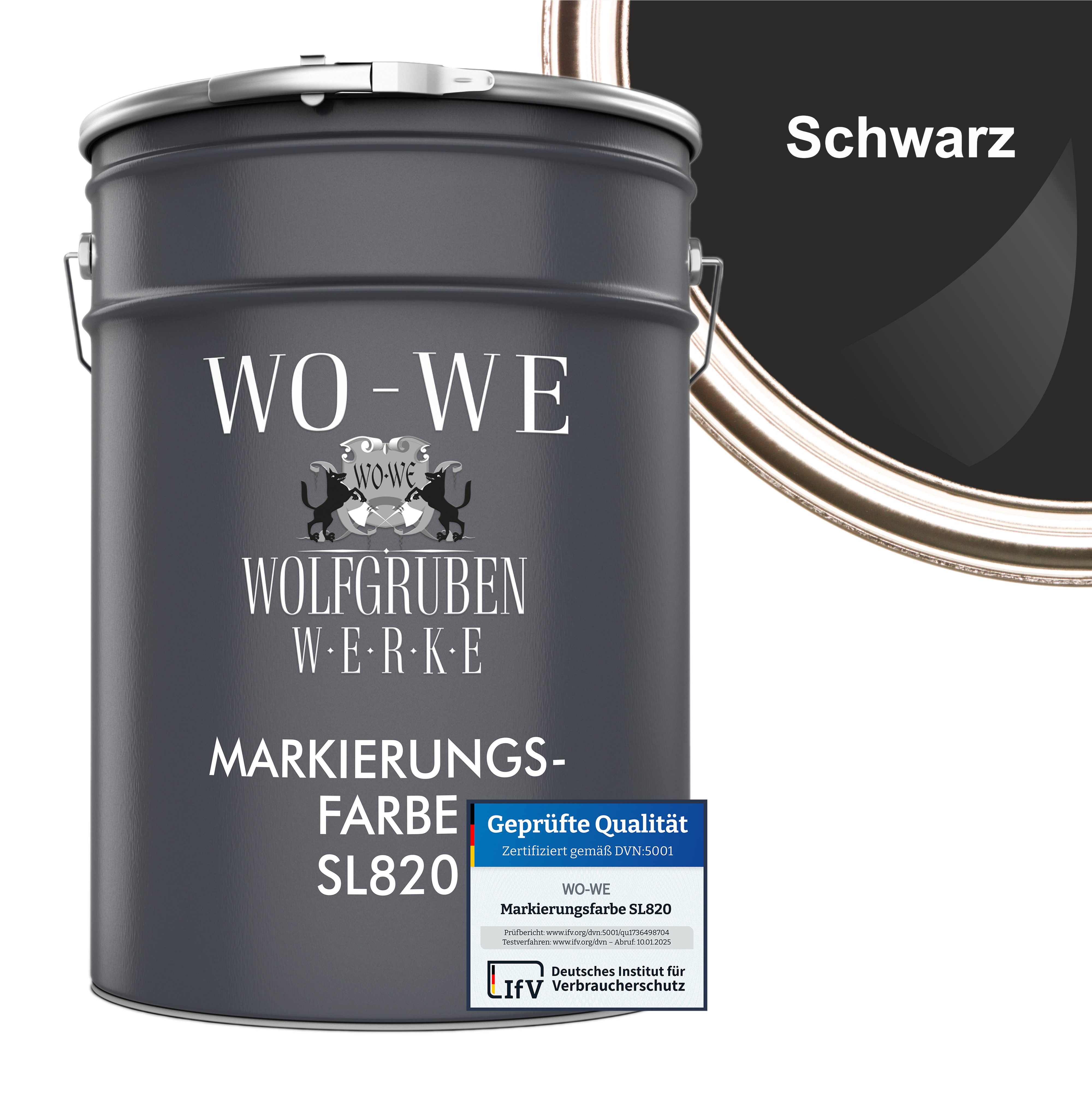WO-WE Zementfarbe Markierungsfarbe Fahrbahnmarkierung Strassenmarkierungsfarbe SL820, 0,75-20L, Seidenglänzend