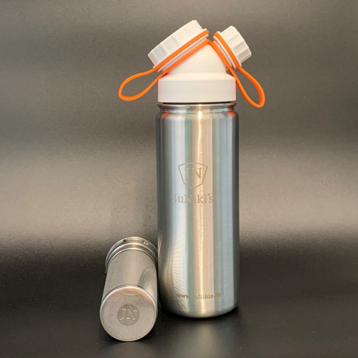 cold mit perfekt line geeignet Deiner Edelstahl-Filter«, JN 550ml Weiss-Gelb zur Zubereitung »eco Getränke extra großem isolierte Cold (coffee, brew Zubereiter Trinkflasche Edelstahl 0.55l Brew tea) JuNiki´s Kaffeekanne,