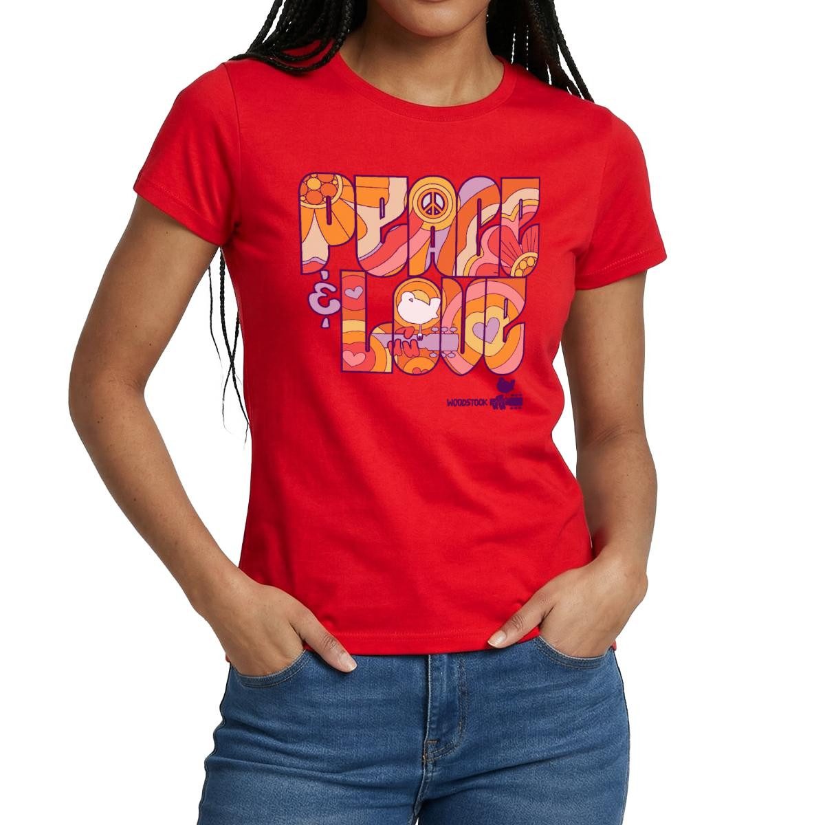 Spreadshirt T-Shirt Woodstock Peace Love Hippie Design Frauen T-Shirt (1-tl günstig online kaufen