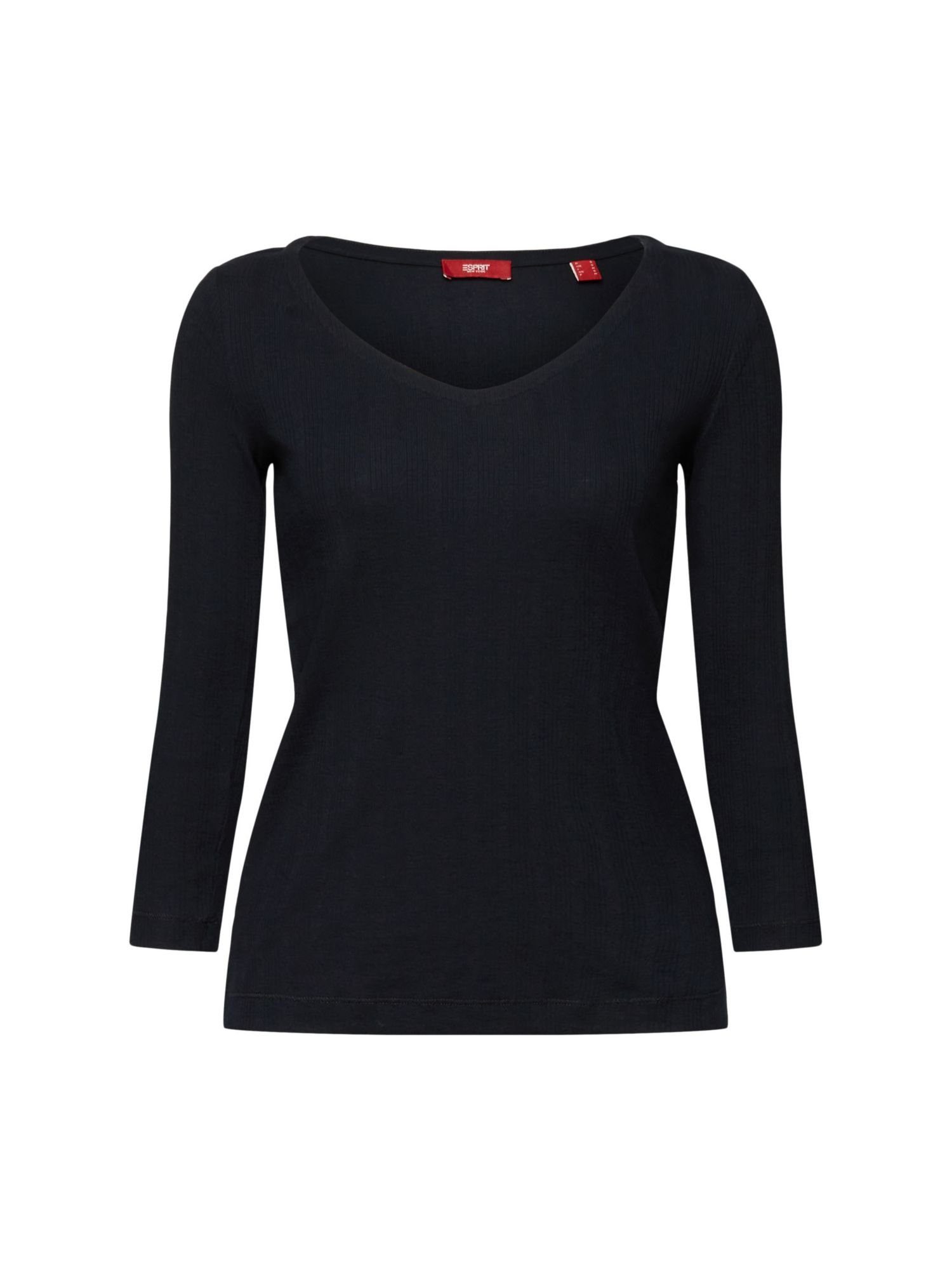 Esprit 3/4-Arm-Shirt Longsleeve im Pointelle-Design BLACK