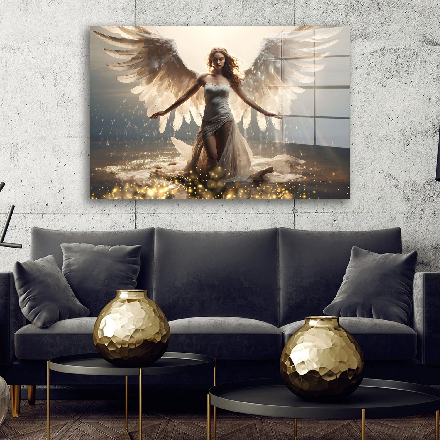 Artedinoi Acrylglasbild Engelsfrau Engel mit Flügel Acrylglas Wandbild Bild Wanddeko Wohnzimme