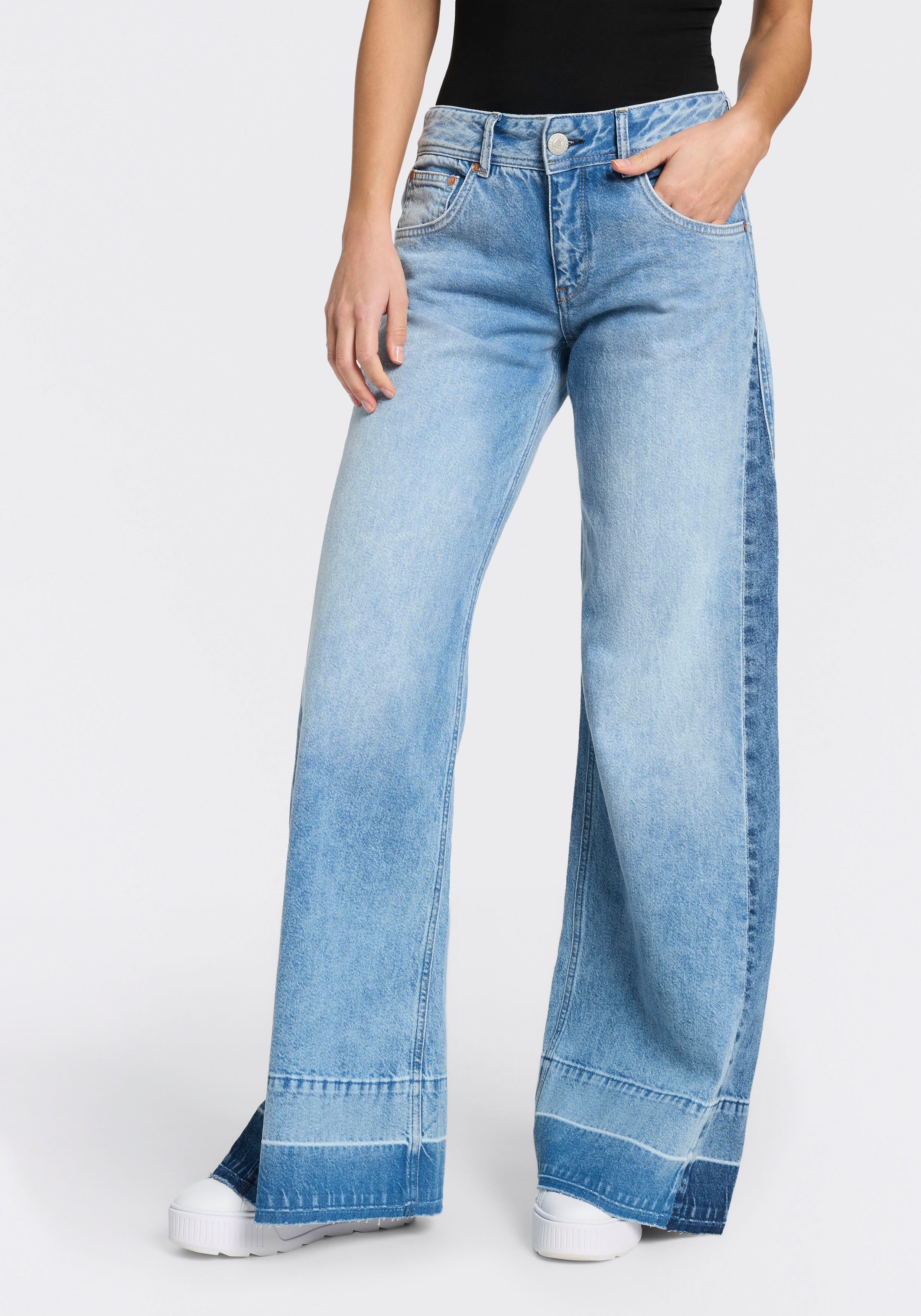 Herrlicher 5-Pocket-Jeans Edith Denim im Flared Fit, mit Denim-Einsatz