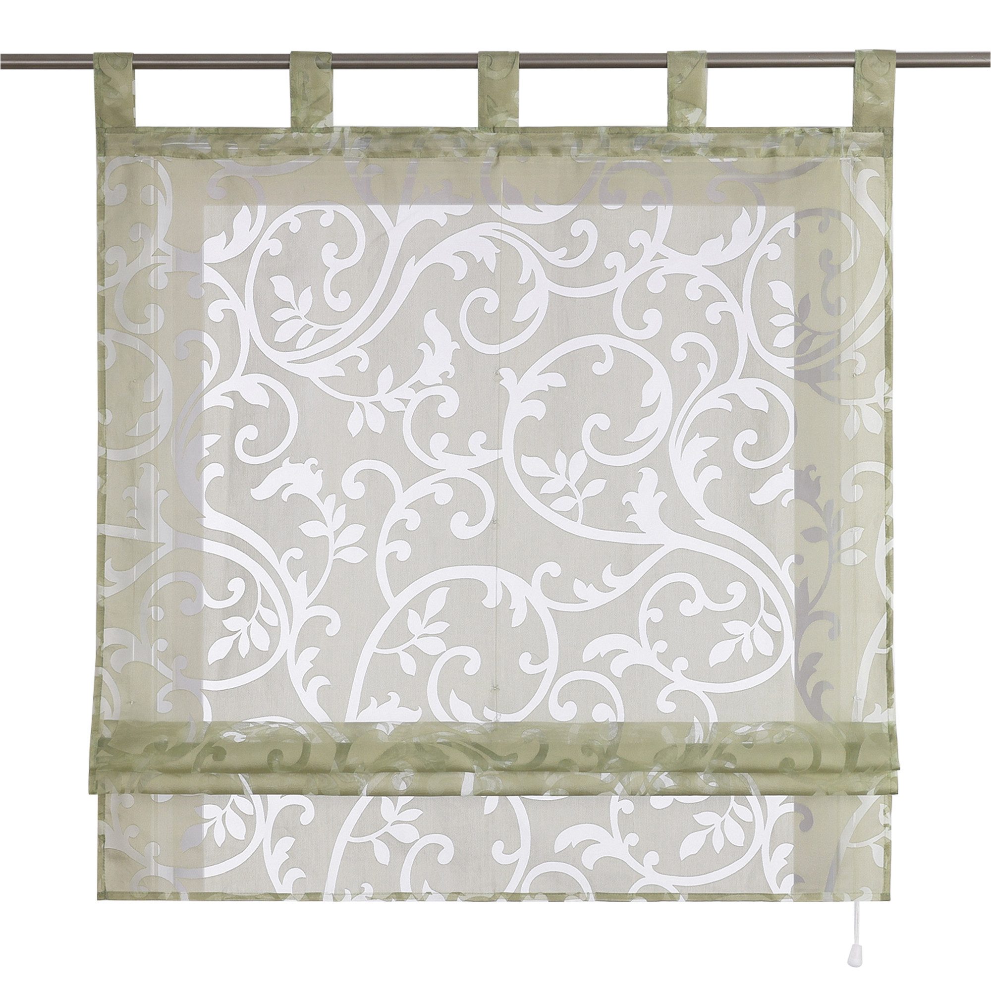 Delien Raffrollo Jessica, mit Schlaufen, Voile Uni mit Floral Ausbrenner günstig online kaufen