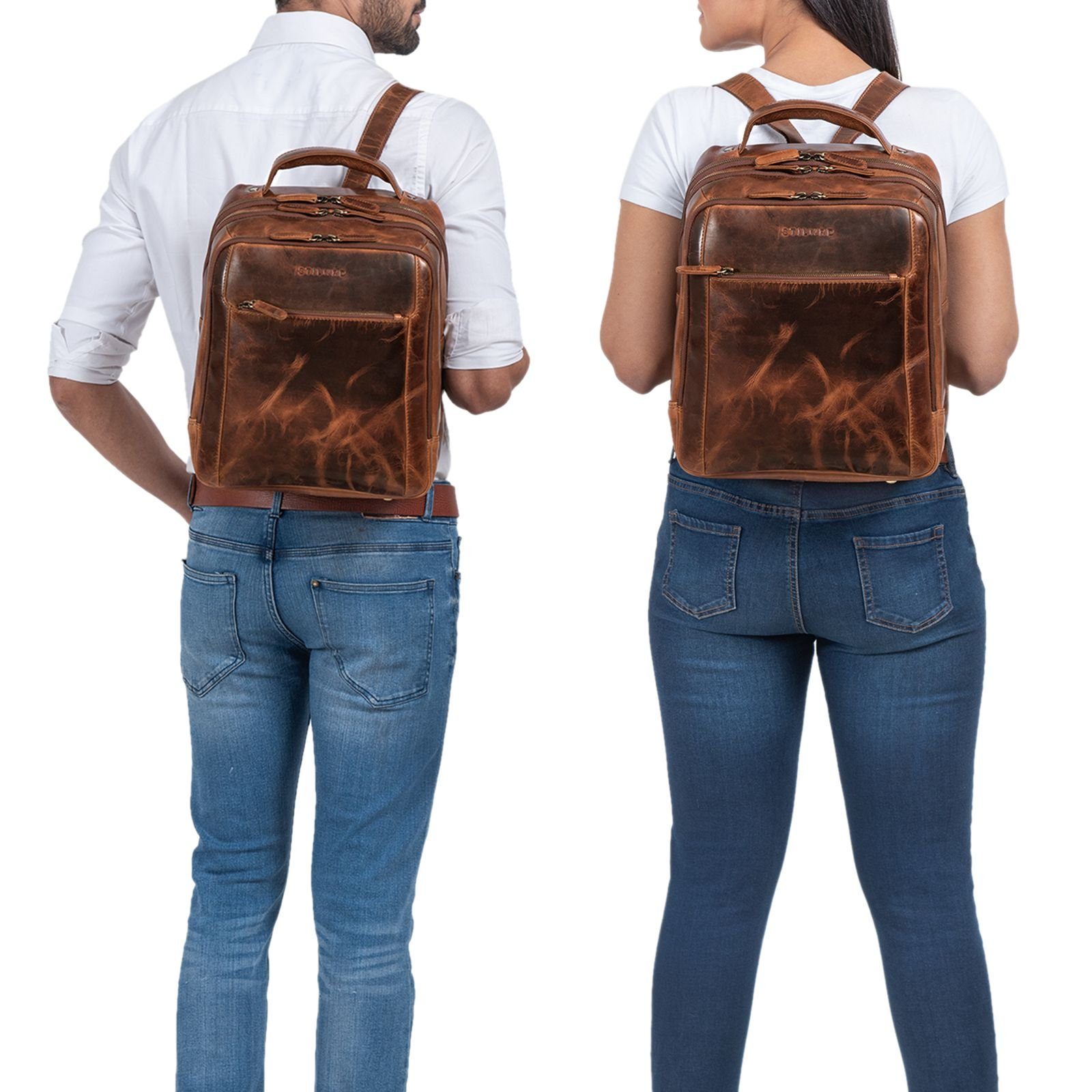 STILORD Notebook-Rucksack "Kobe" kara - cognac Business Rucksack Leder