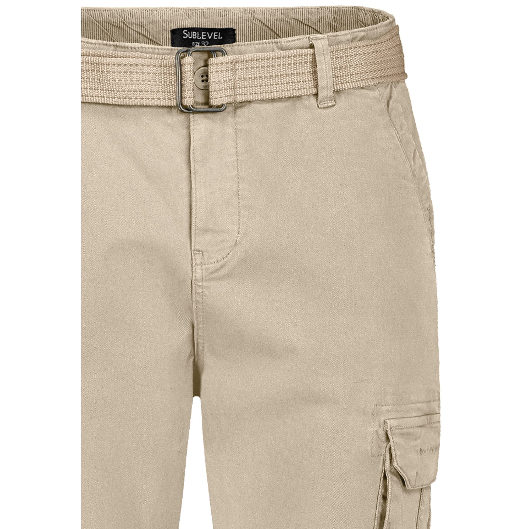 SUBLEVEL Cargohose Herren Cargo Hose Jeans Sweatpant Chino Jogginghose inkl. Gürtel