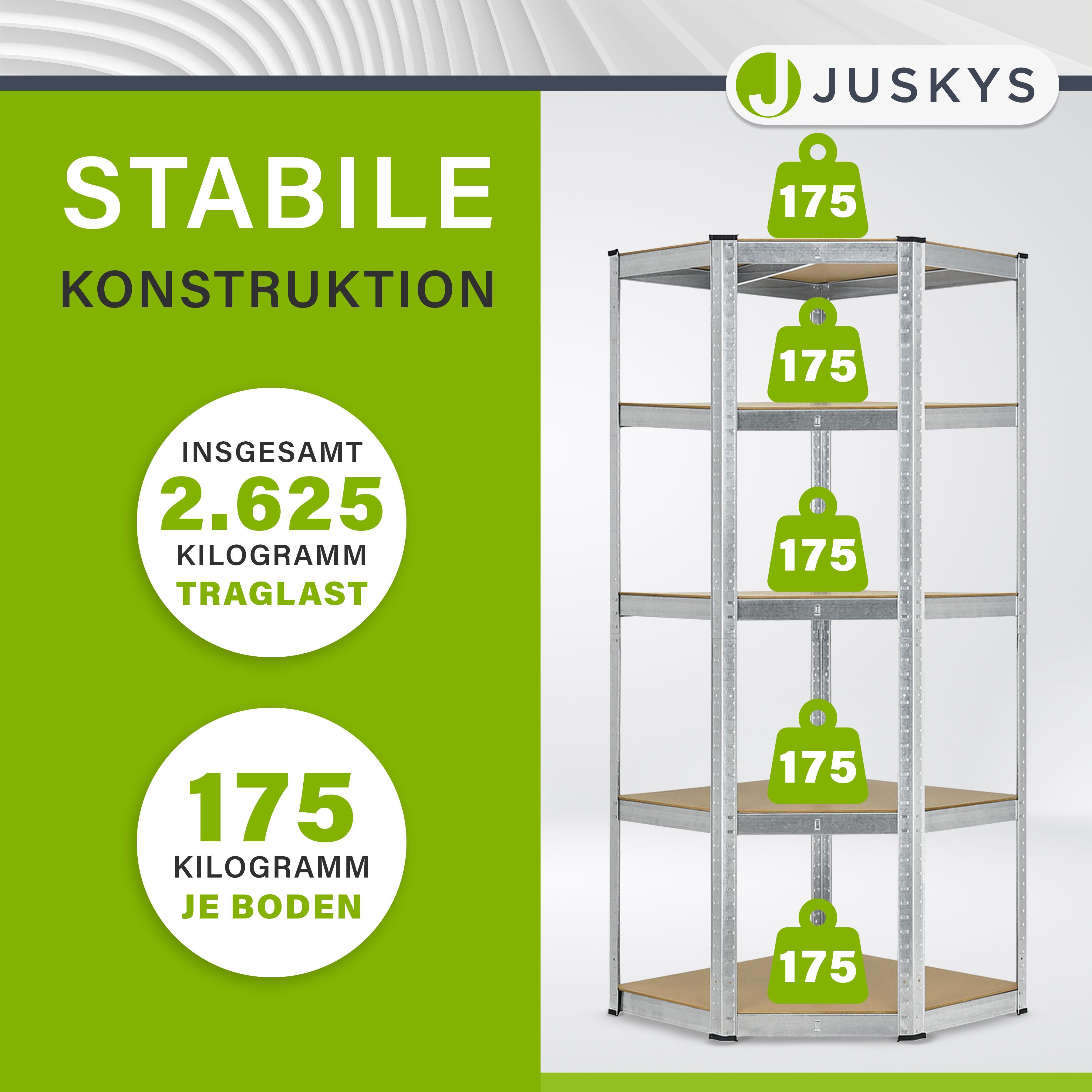 Juskys Schwerlastregal 3er Regalsystem, Kunststofffüße gegen Kratzer, flexibel aufbaubar