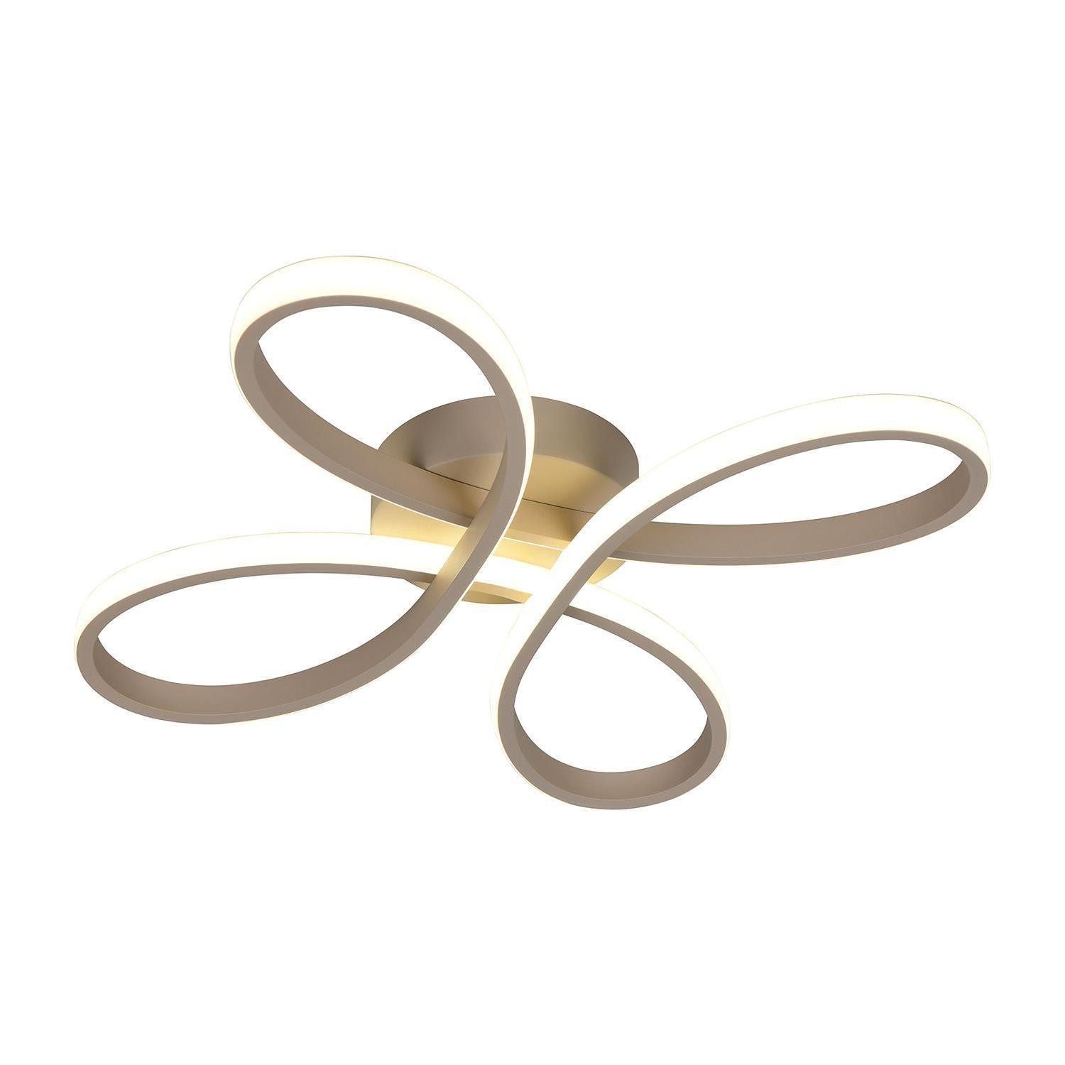 TRIO Leuchten LED Deckenleuchte FLY, Beige, Metall, Dimmfunktion, LED fest integriert, Neutralweiß, B 40 x H 7,5 x T 40 cm